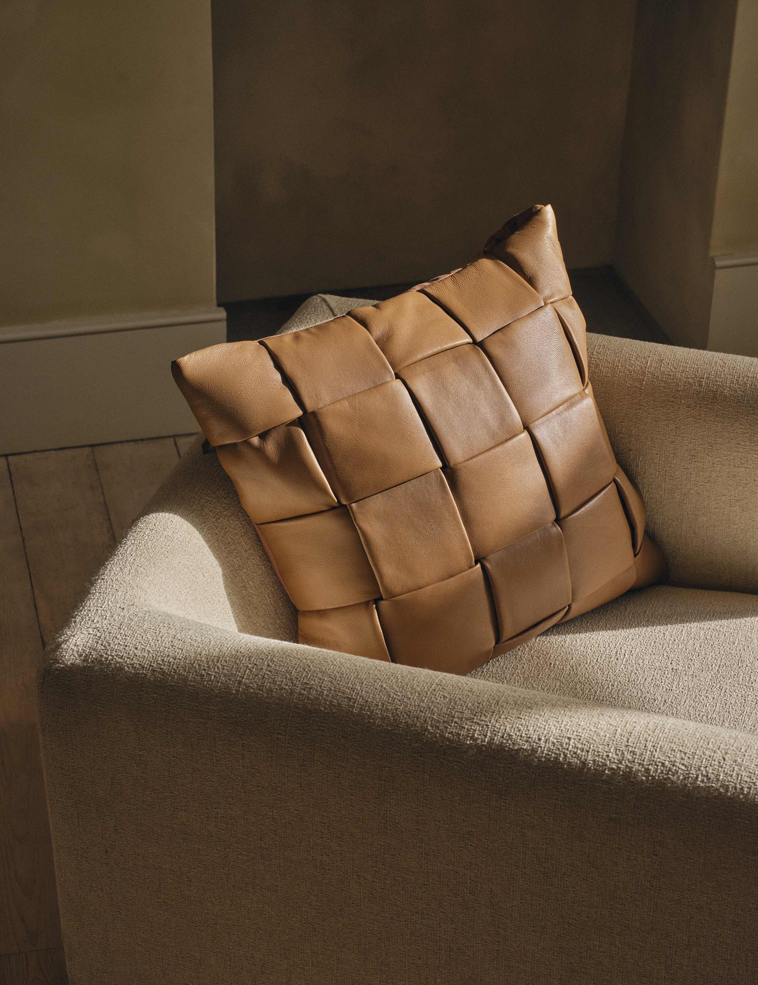 Leather Basket Weave Cushion 5 of 5