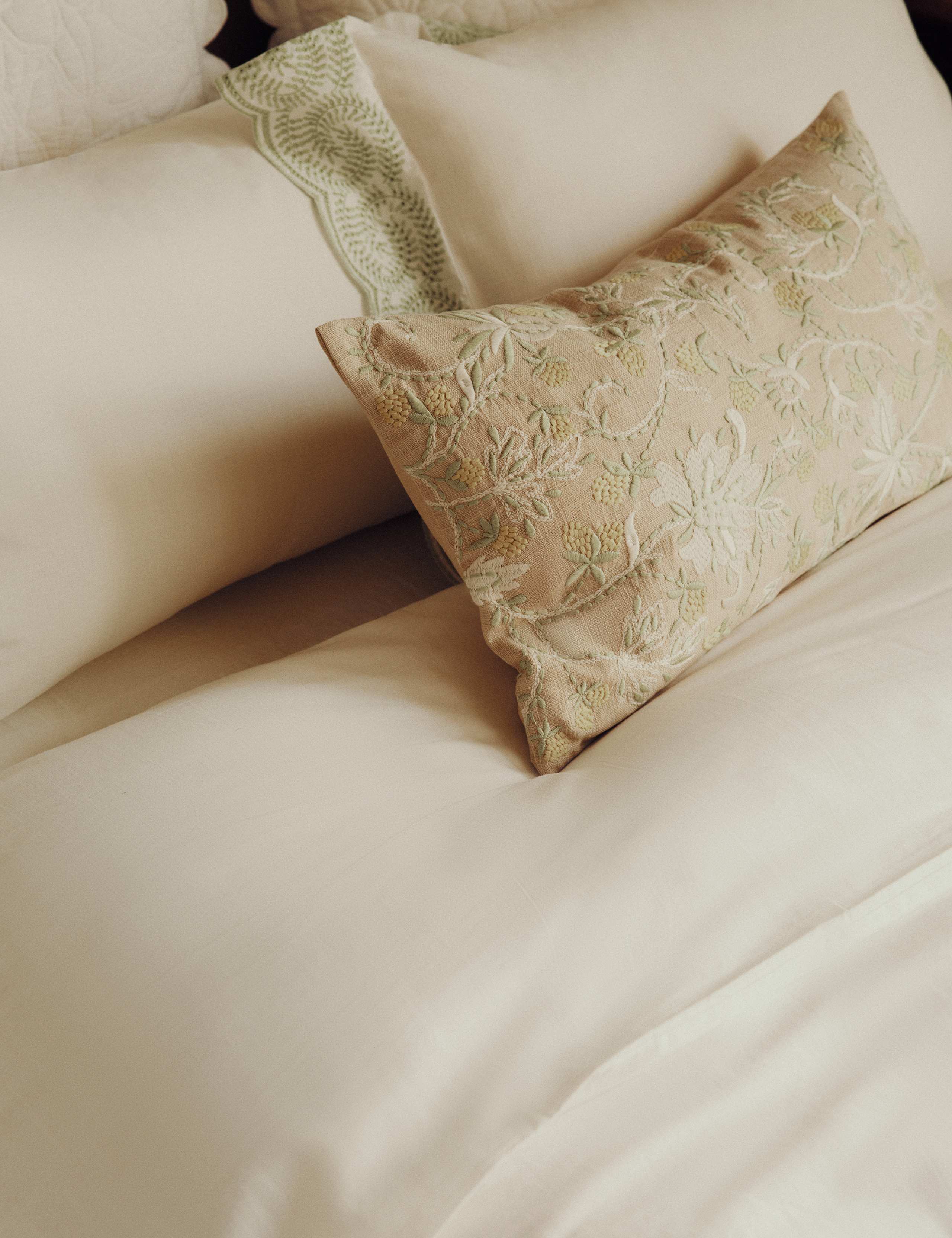 Pure Cotton Floral Embroidered Bolster Cushion 6 of 6