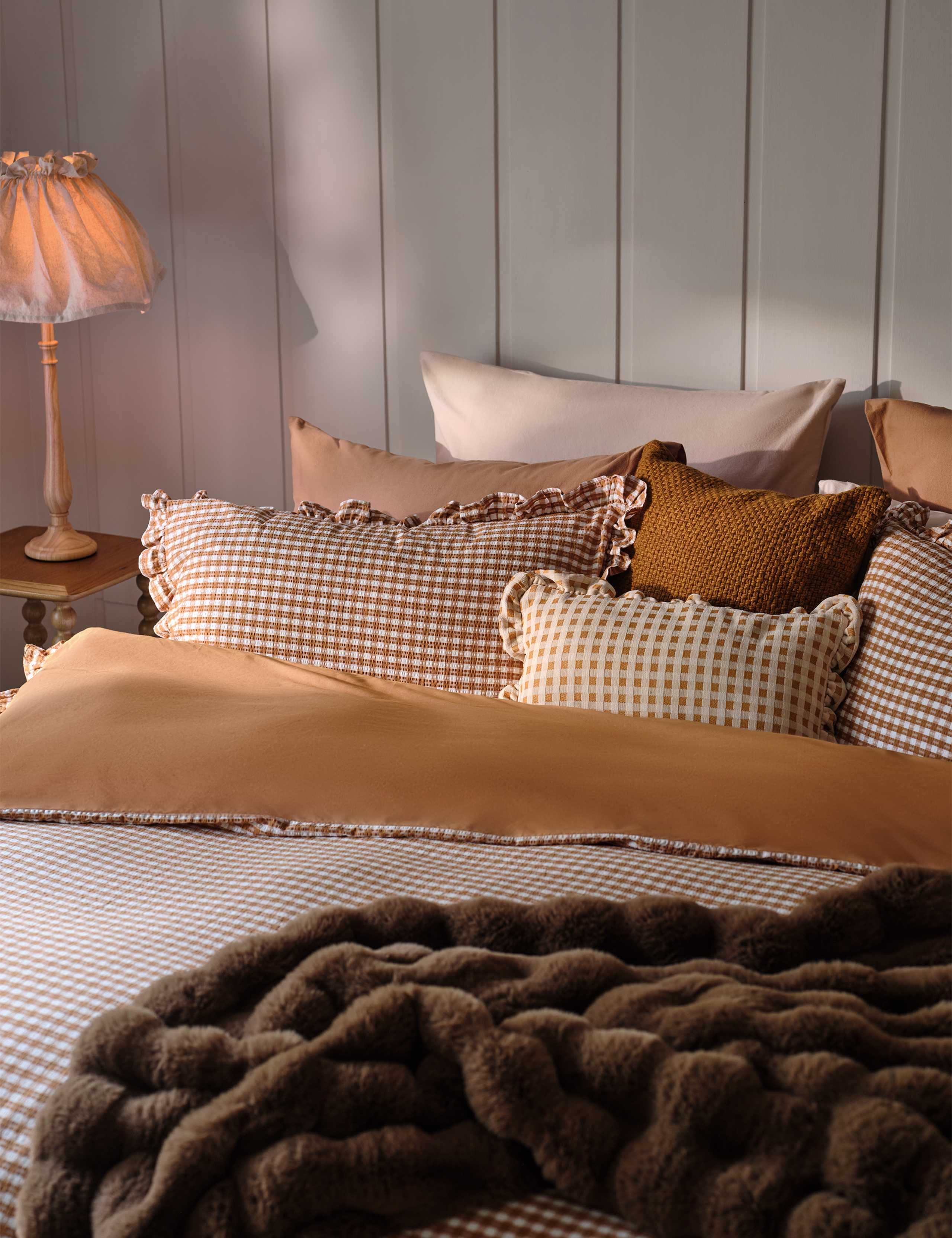 Chenille Woven Gingham Bolster Cushion 6 of 6