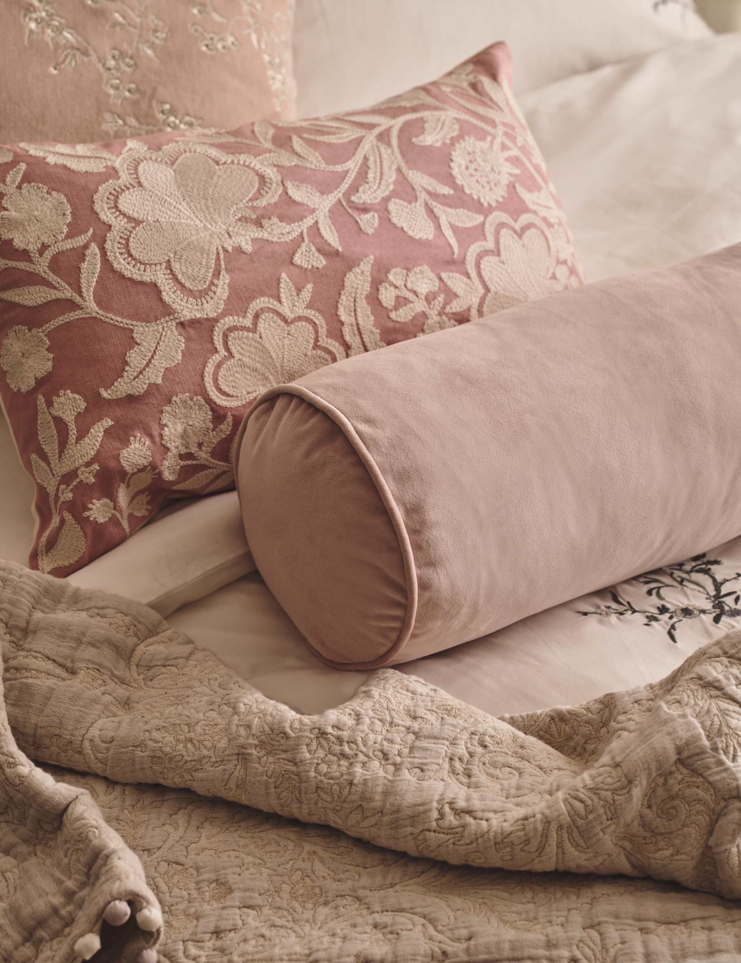 Velvet Piped Bolster Cushion 5 of 5