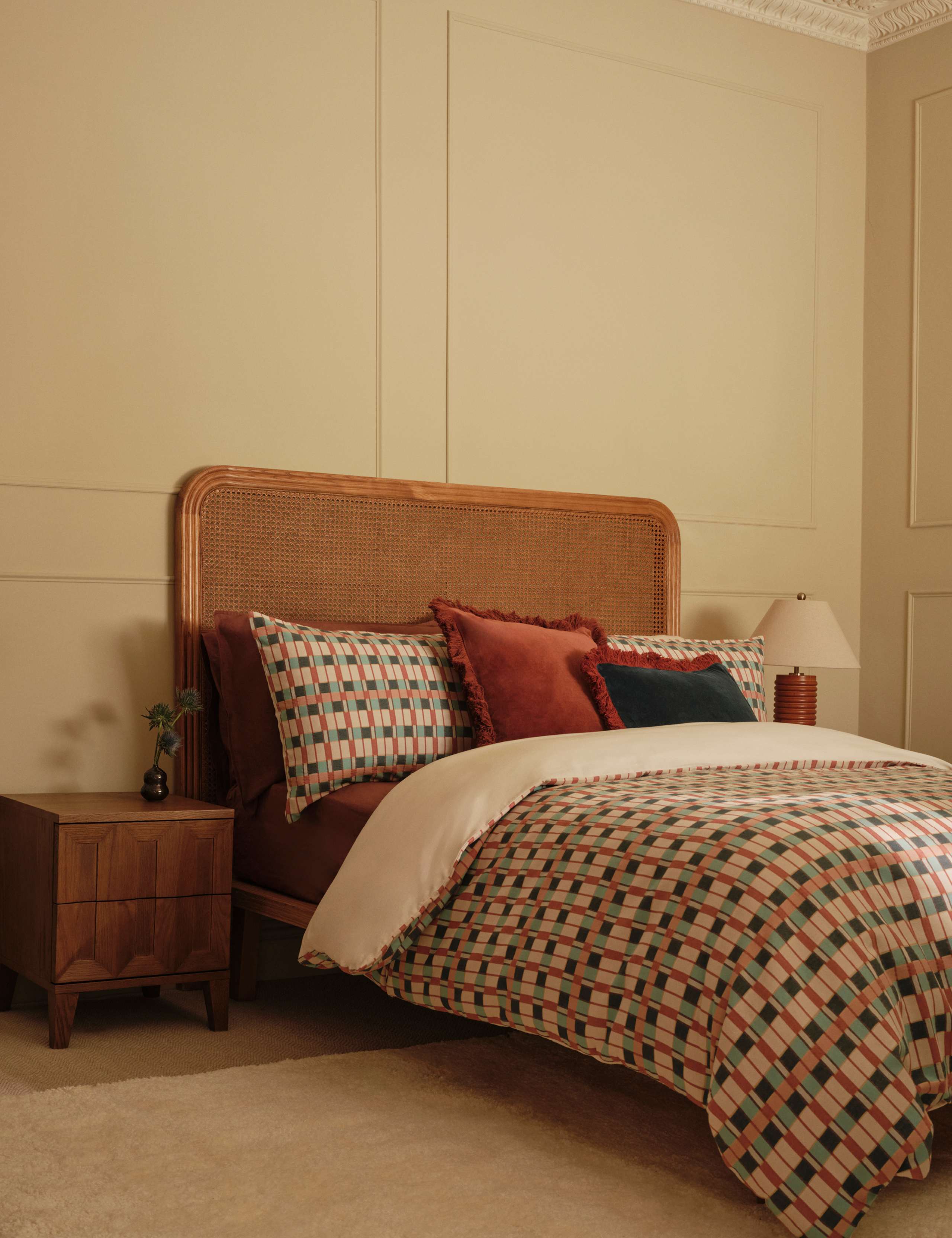 Pure Cotton Velvet Fringed Cushion 4 of 5