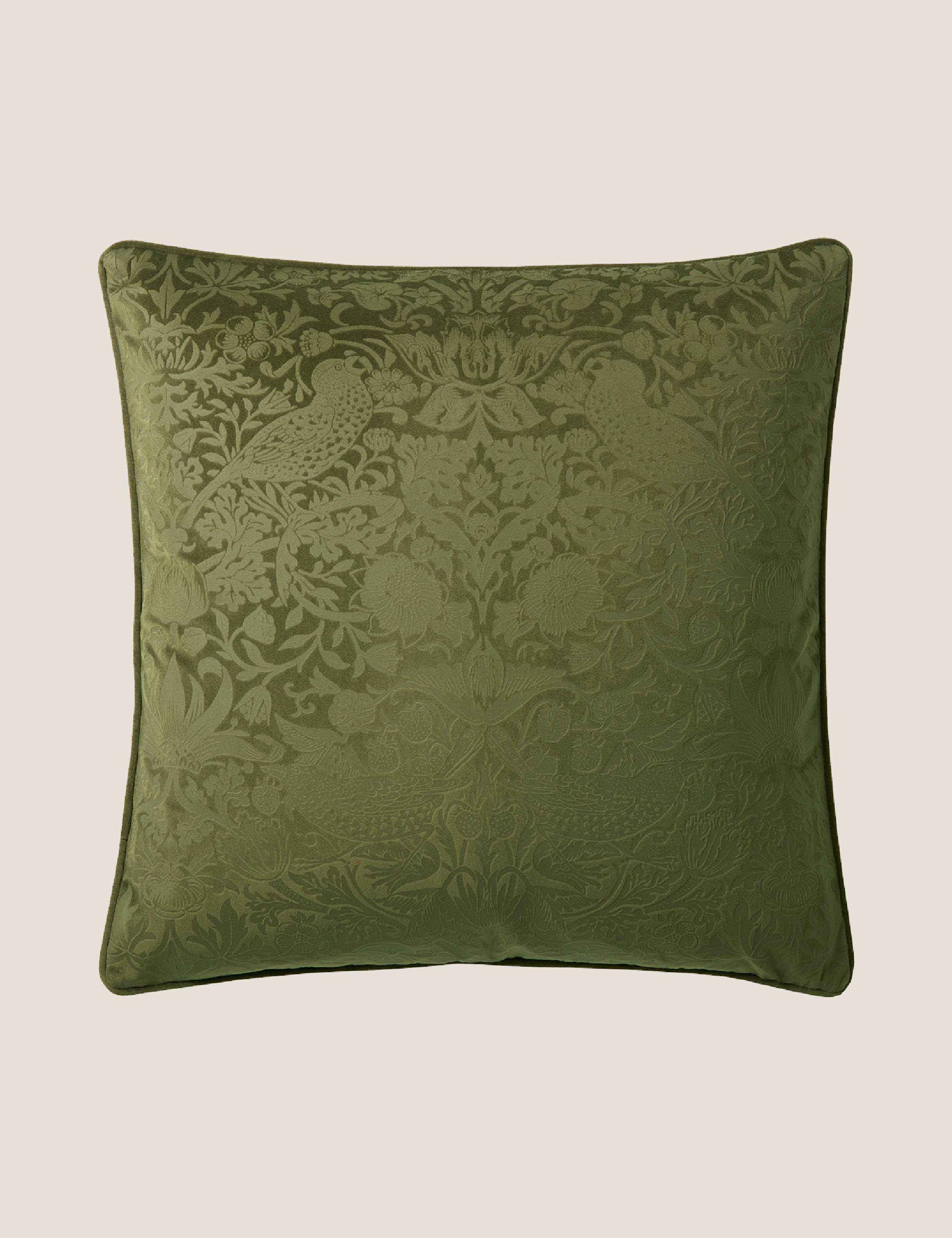 Velvet Strawberry Thief Cushion 1 of 6