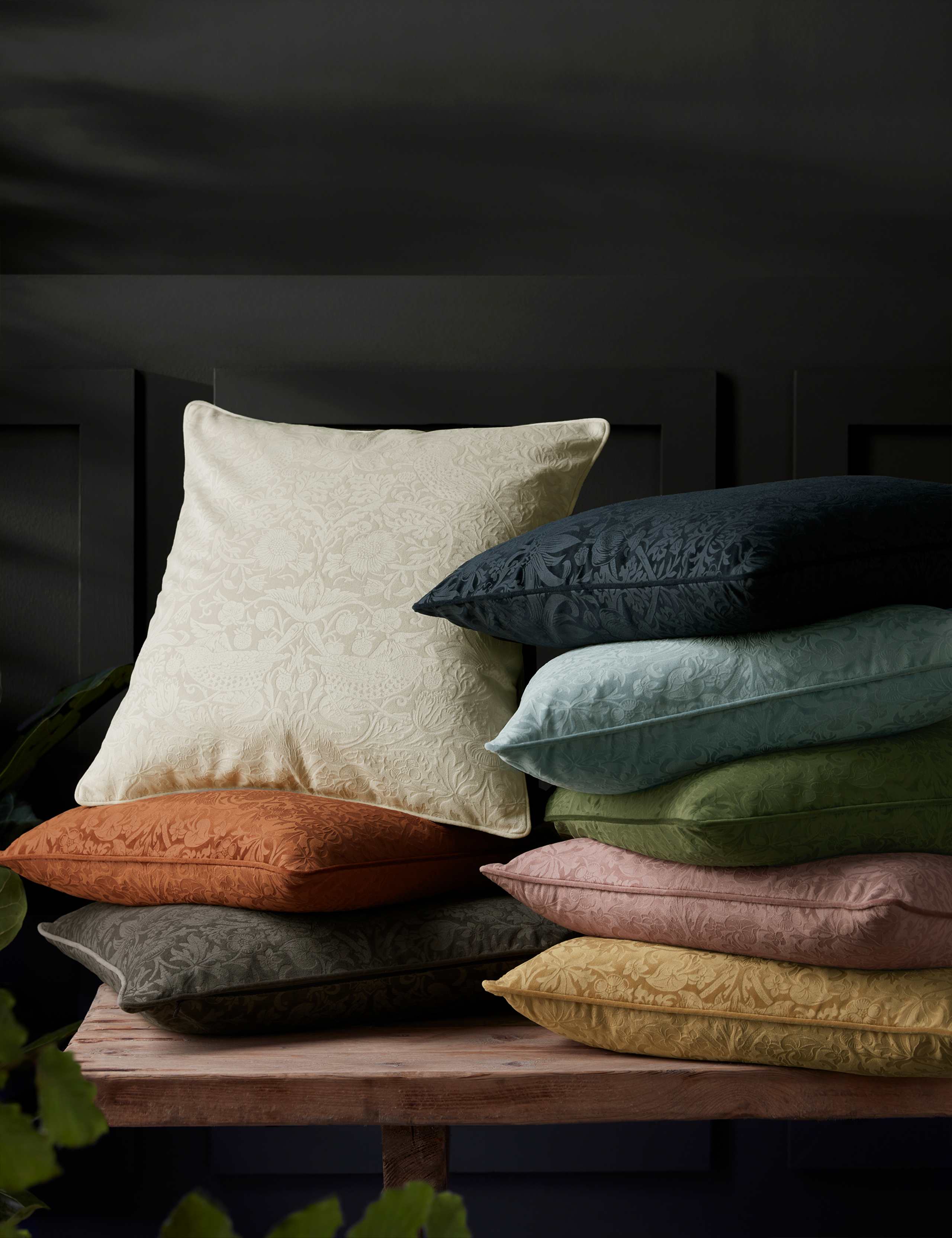 Velvet Strawberry Thief Cushion 3 of 6