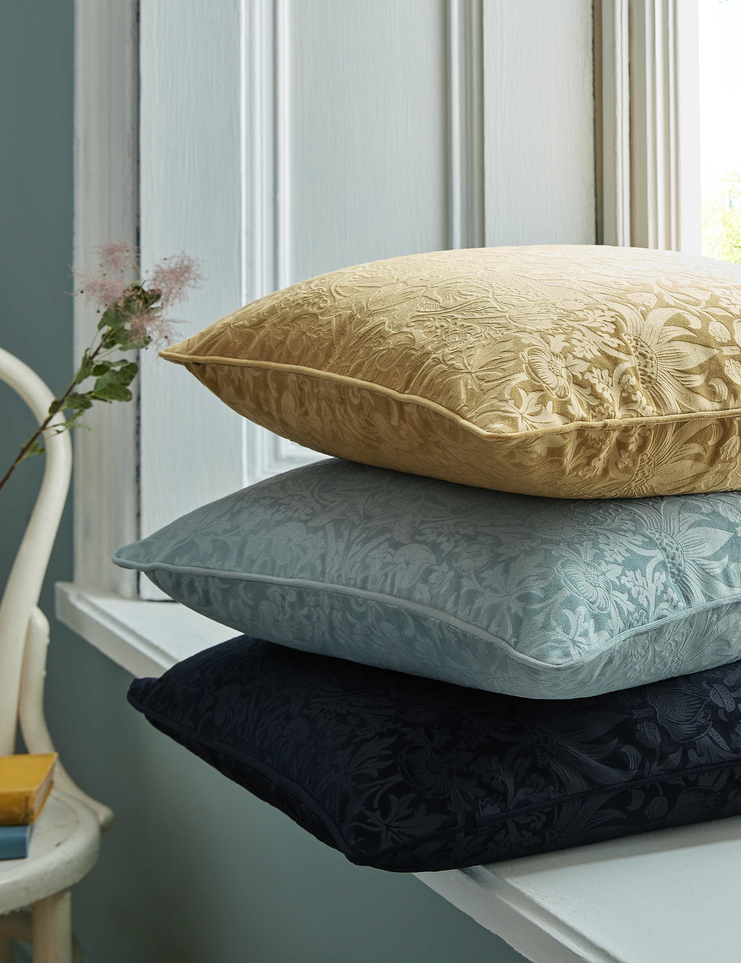 Velvet Strawberry Thief Cushion 3 of 4