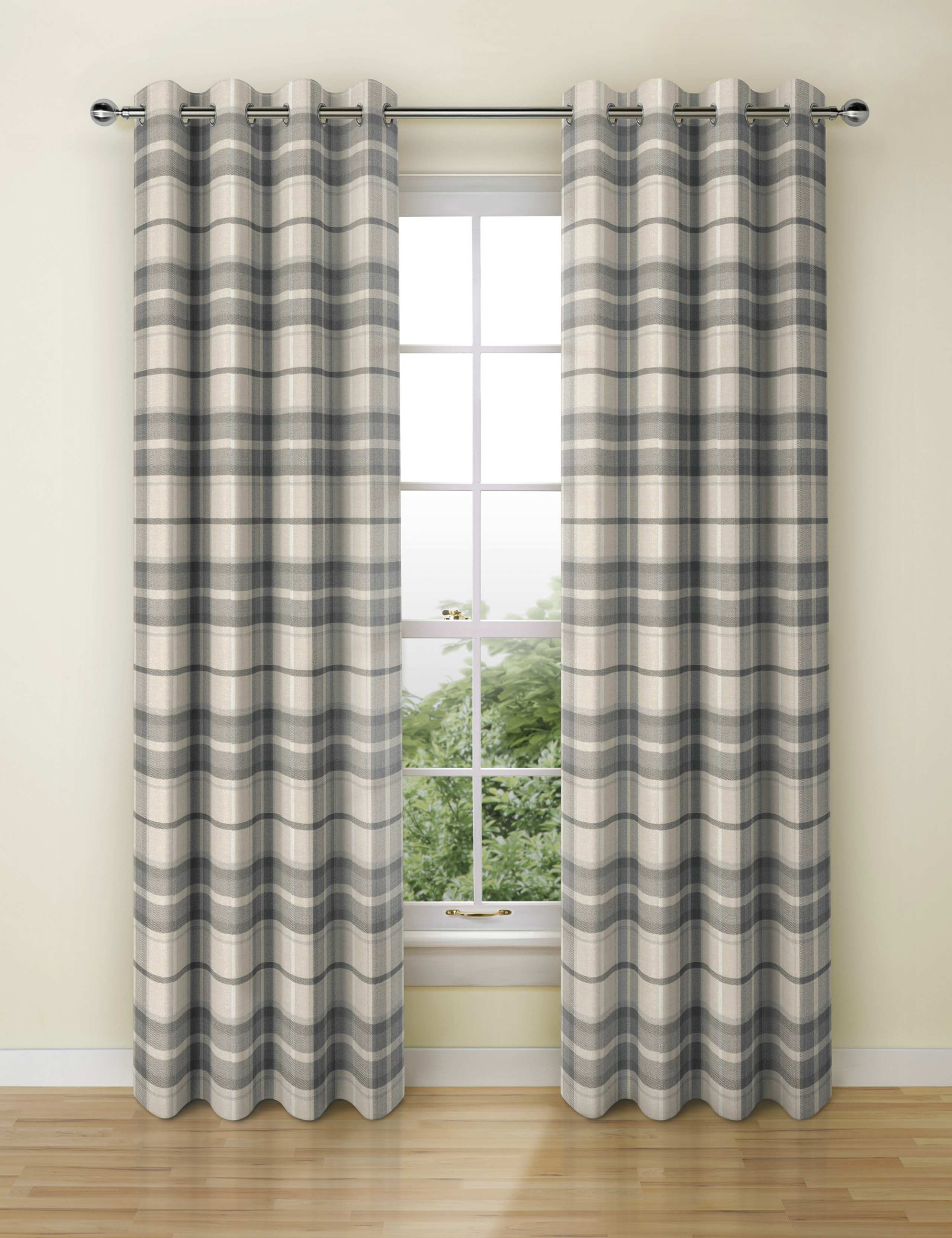 Checked Eyelet Curtains 1 of 2