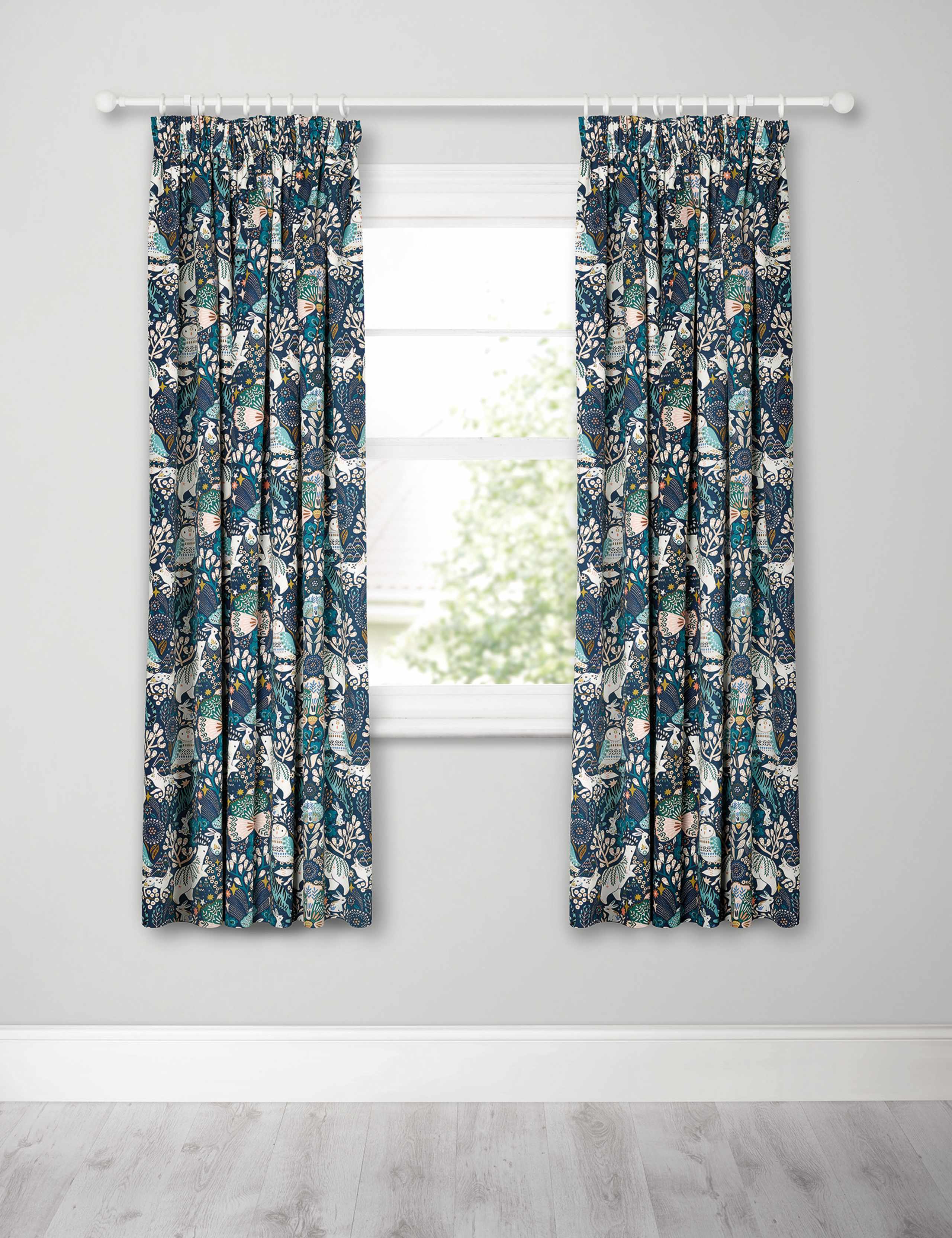 Woodland Pencil Pleat Blackout Kids Curtains 1 of 2