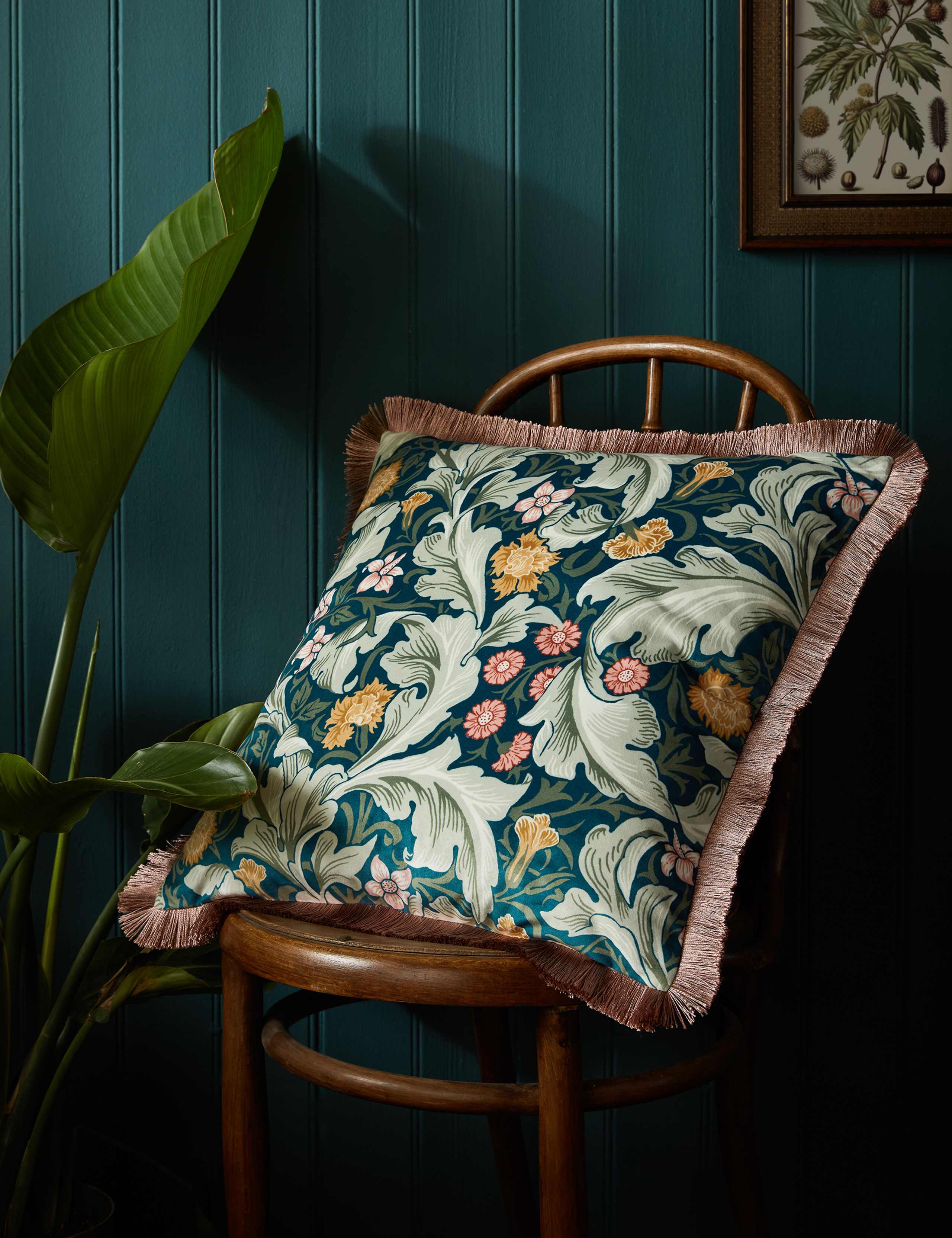 Velvet Leicester Fringed Cushion 1 of 3