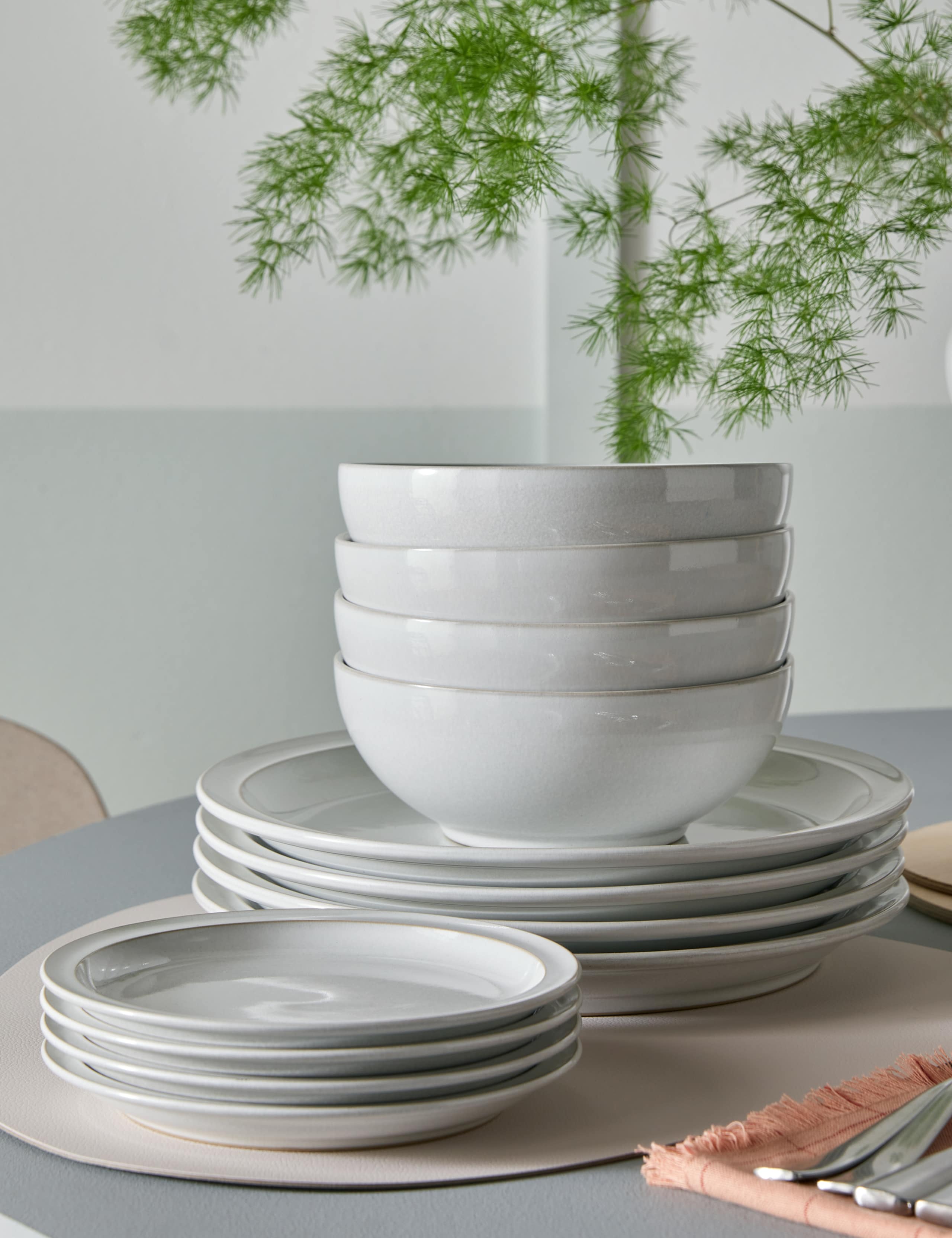 12 Piece Cotton White Dinner Set 1 of 5
