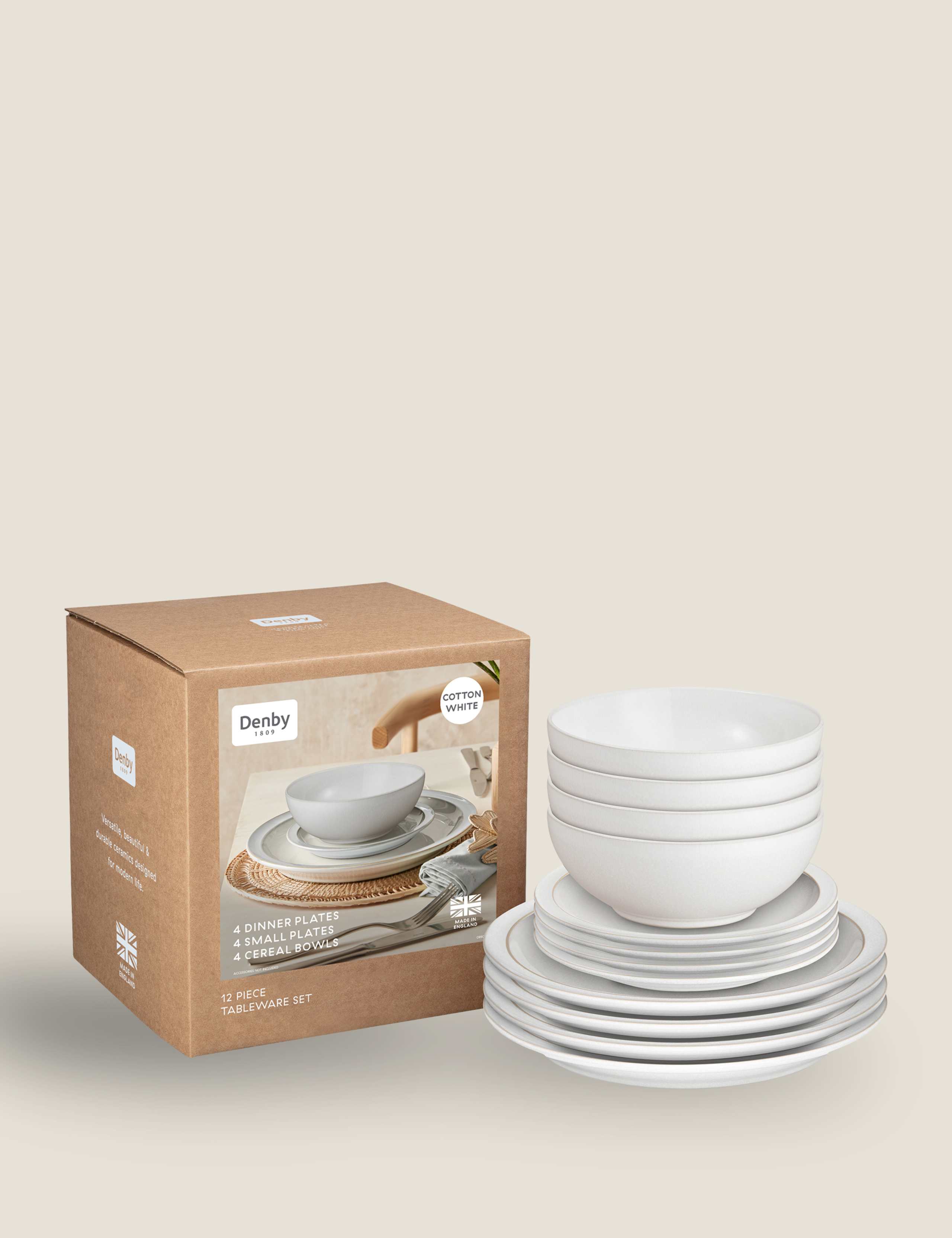 12 Piece Cotton White Dinner Set 5 of 5