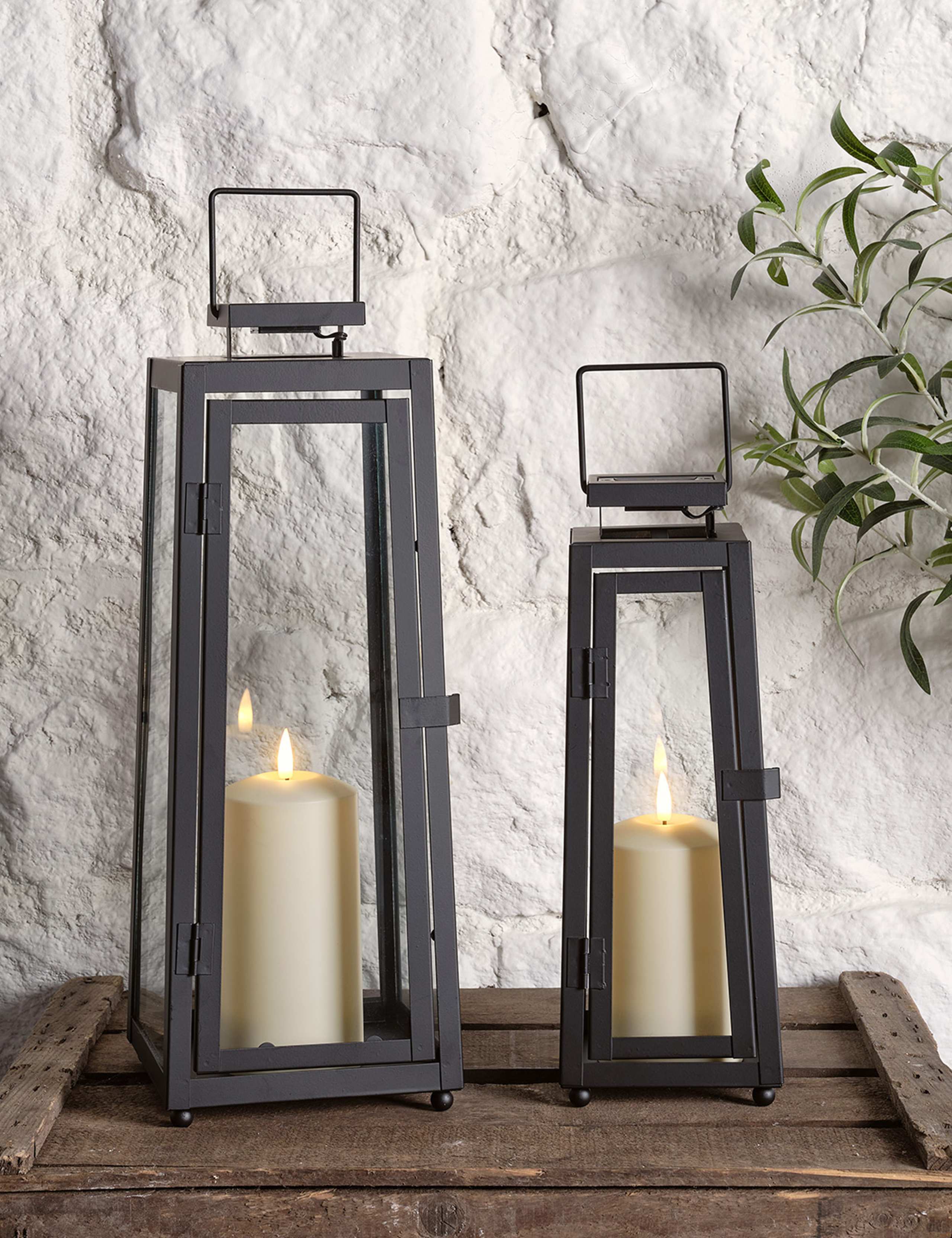 Set of 2 Porto Solar Lanterns with TruGlow® Candles 1 of 5