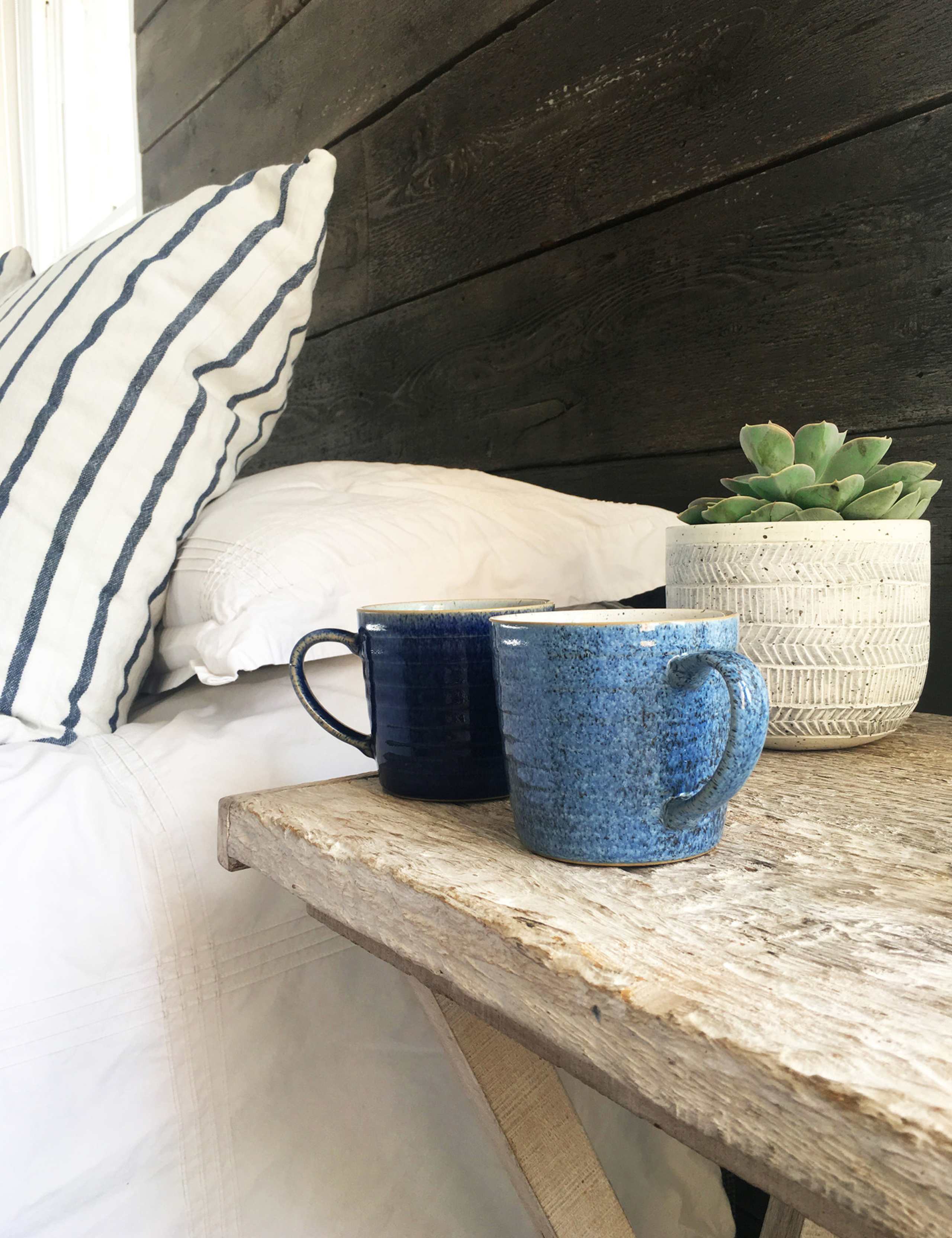 Set of 2 Studio Blue Ridged Mugs 1 of 5