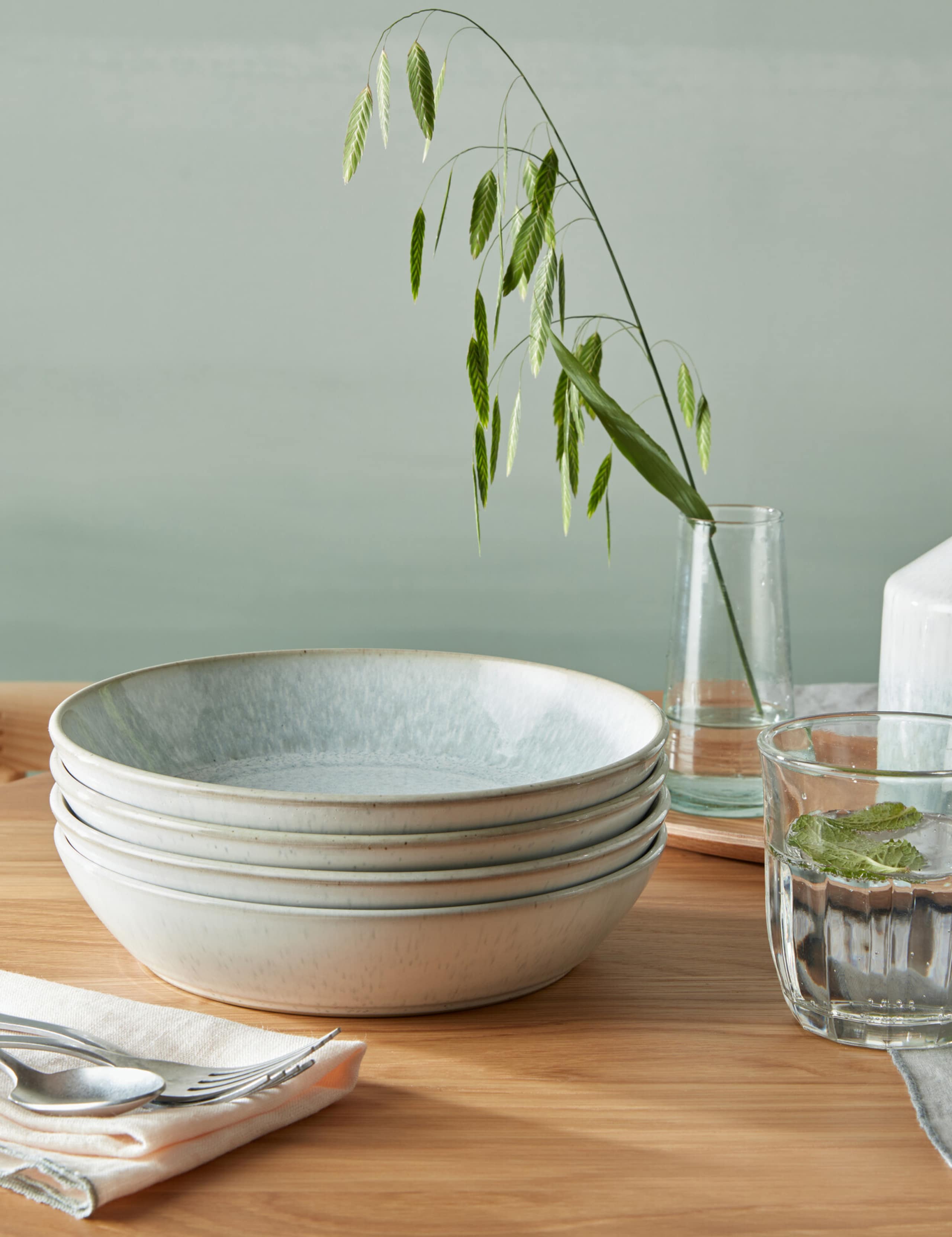 Set of 4 Kiln Green Pasta Bowls 1 of 6
