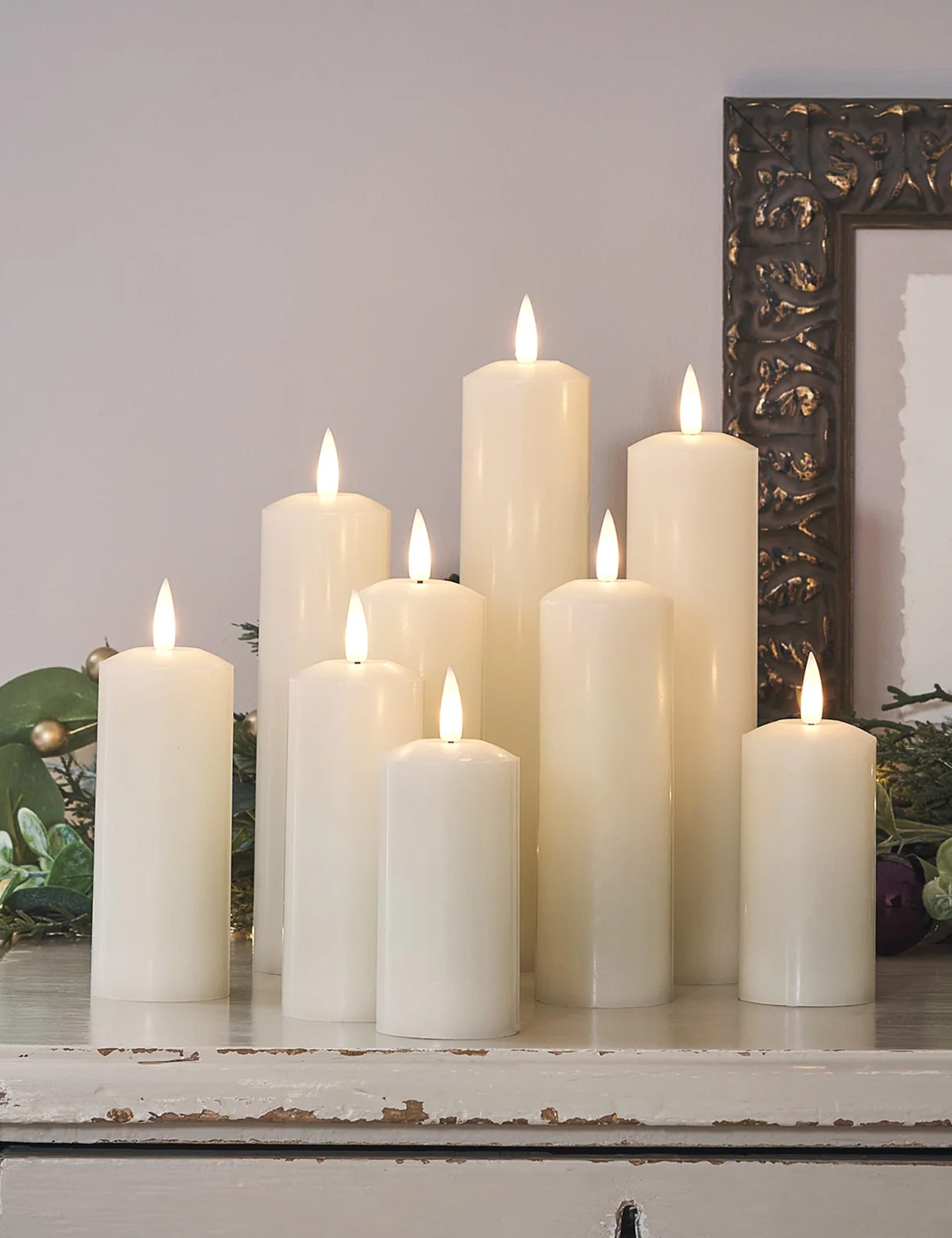 Set of 9 TruGlow® Slim Pillar LED Candles 3 of 5
