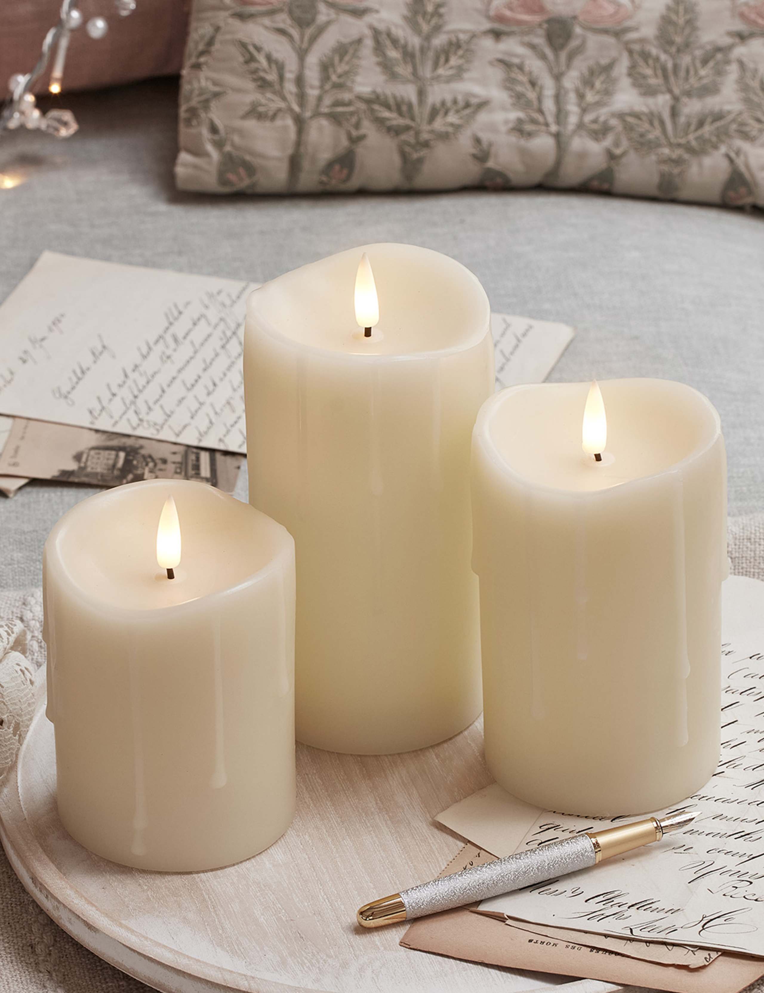Set of 3 TruGlow® Dripping Wax Pillar Candles 4 of 6