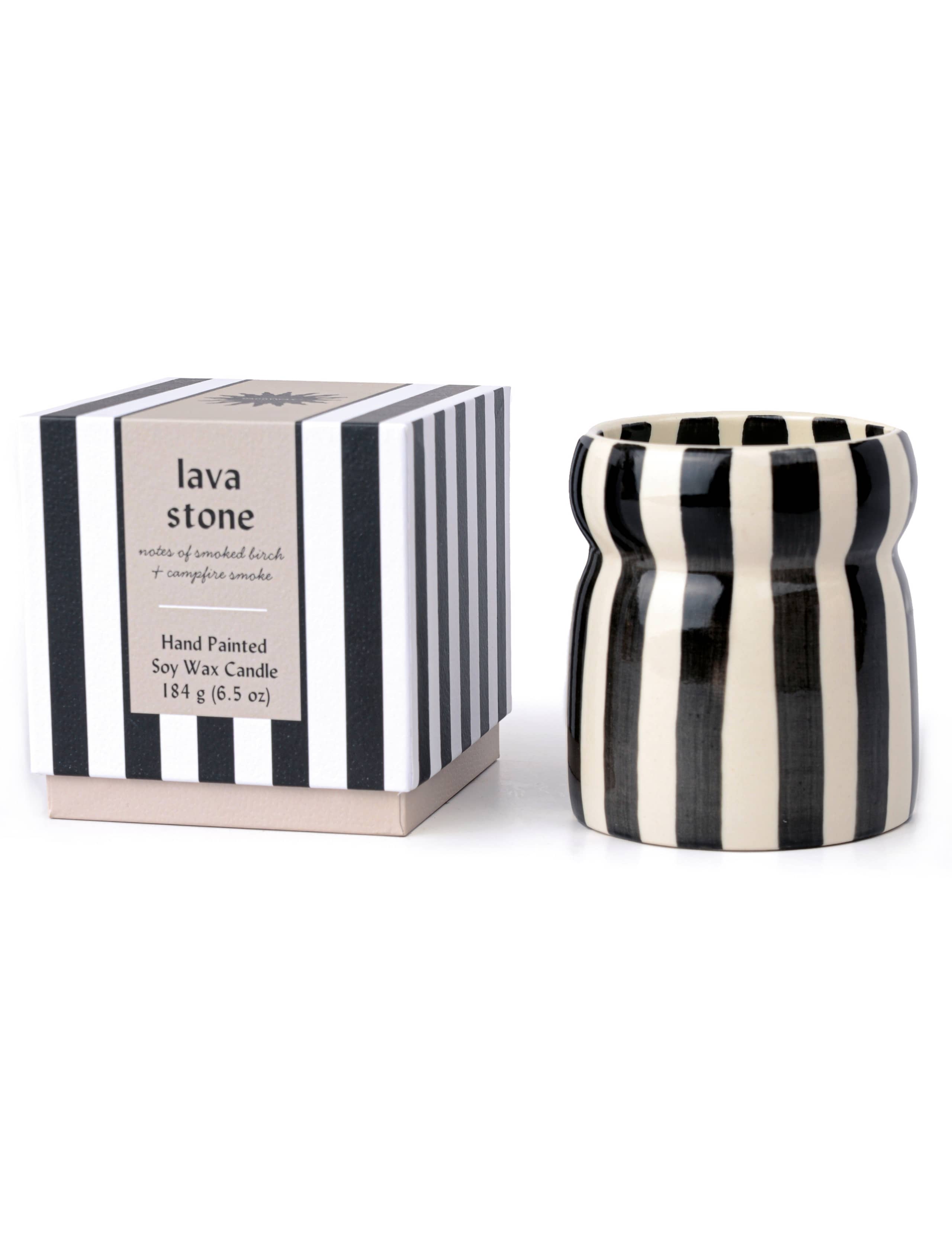 Cabana Lave Stone Striped Ceramic Boxed Candle 184g 1 of 4