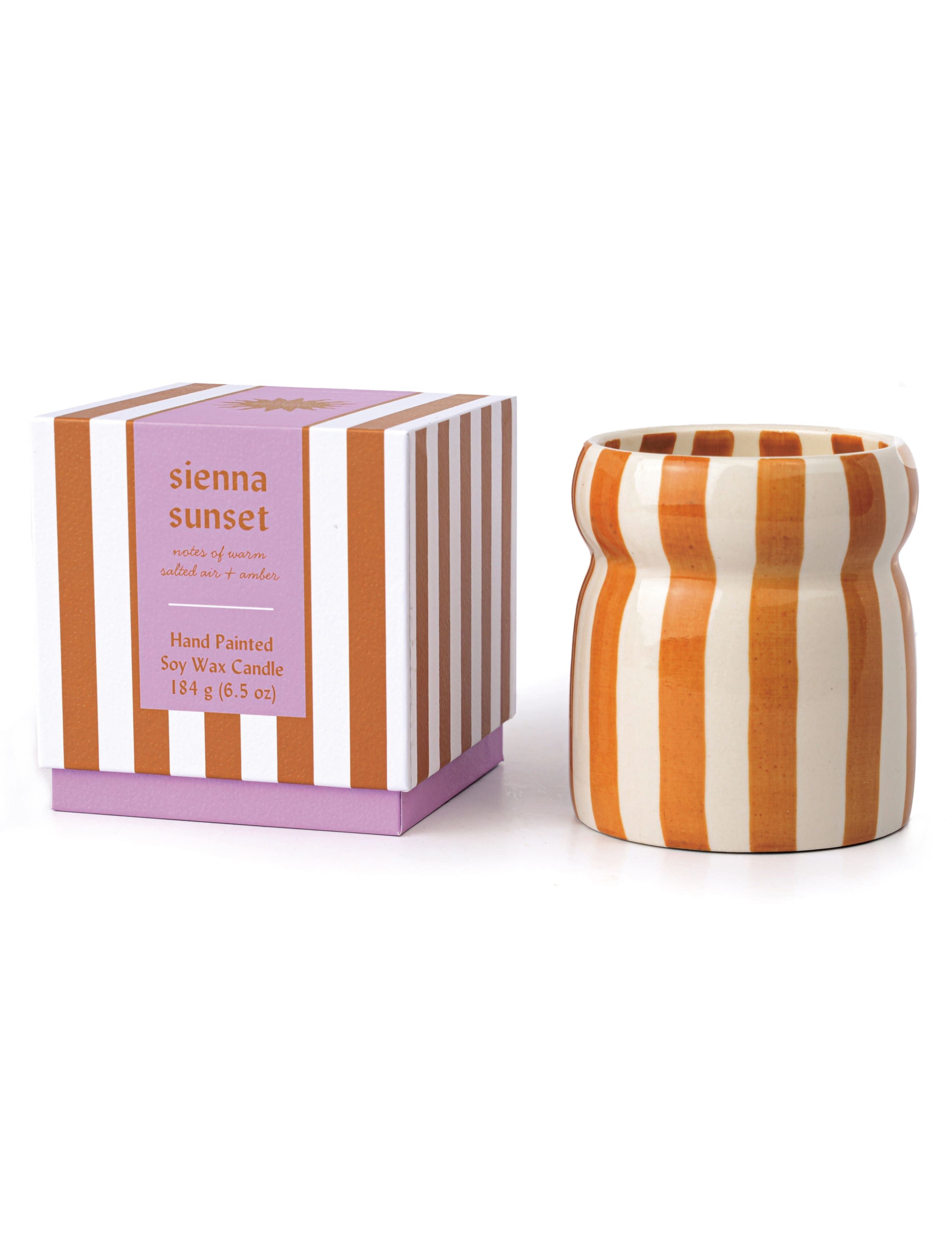 Cabana Sienna Sunset Striped Ceramic Boxed Candle 184g 1 of 3
