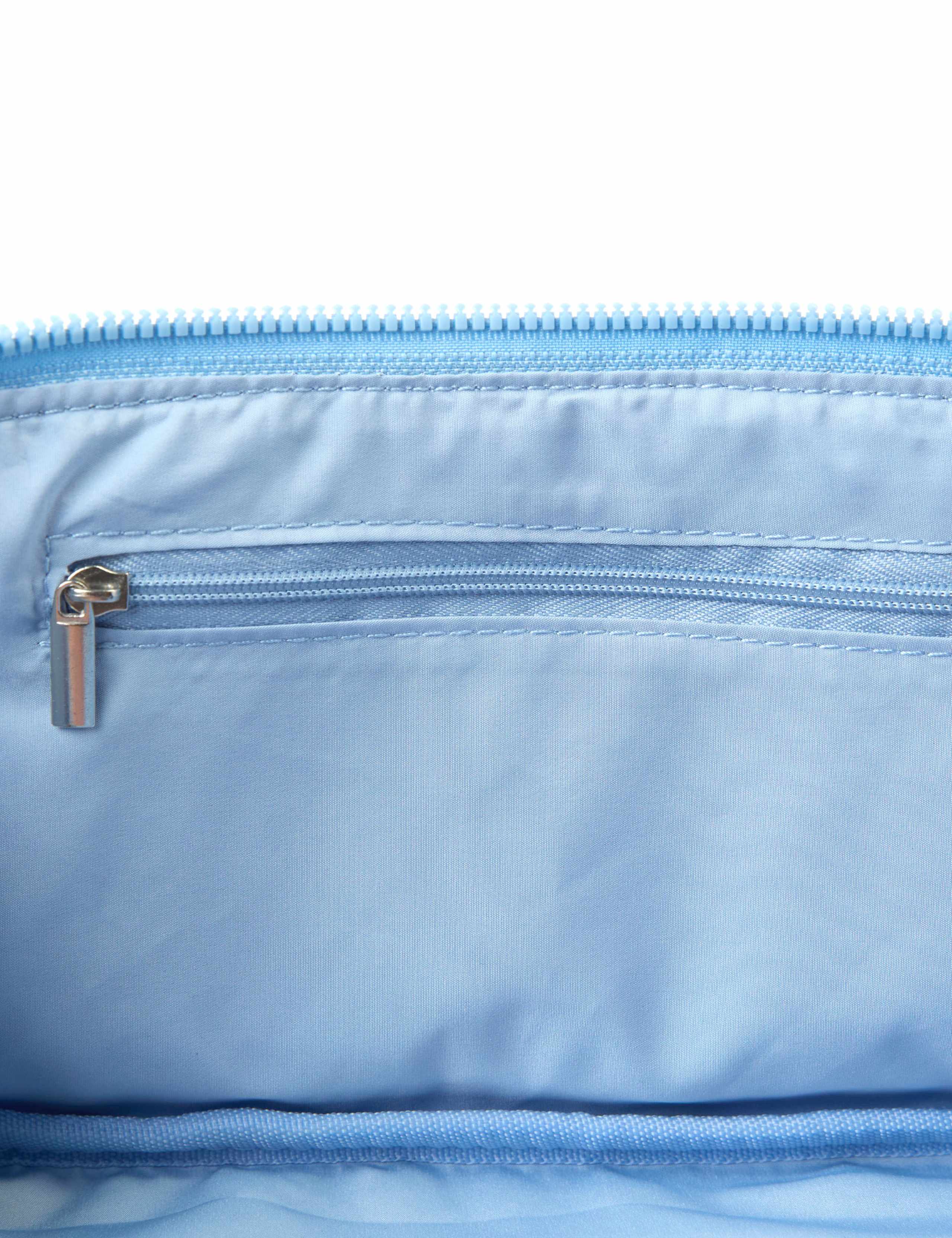 Flat Lay Makeup Box Bag - Ditsy Bows Blue Embroidered Velvet 5 of 8