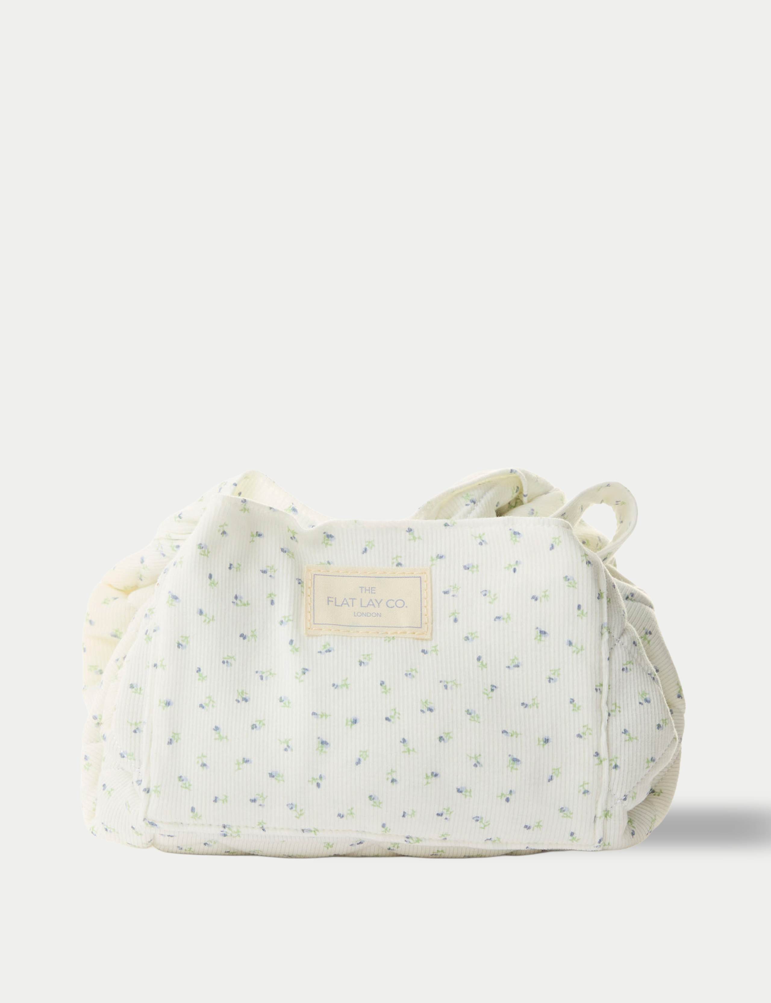 Drawstring Flat Lay Makeup Bag - Cozy Cotton Ditsy Floral 1 of 8