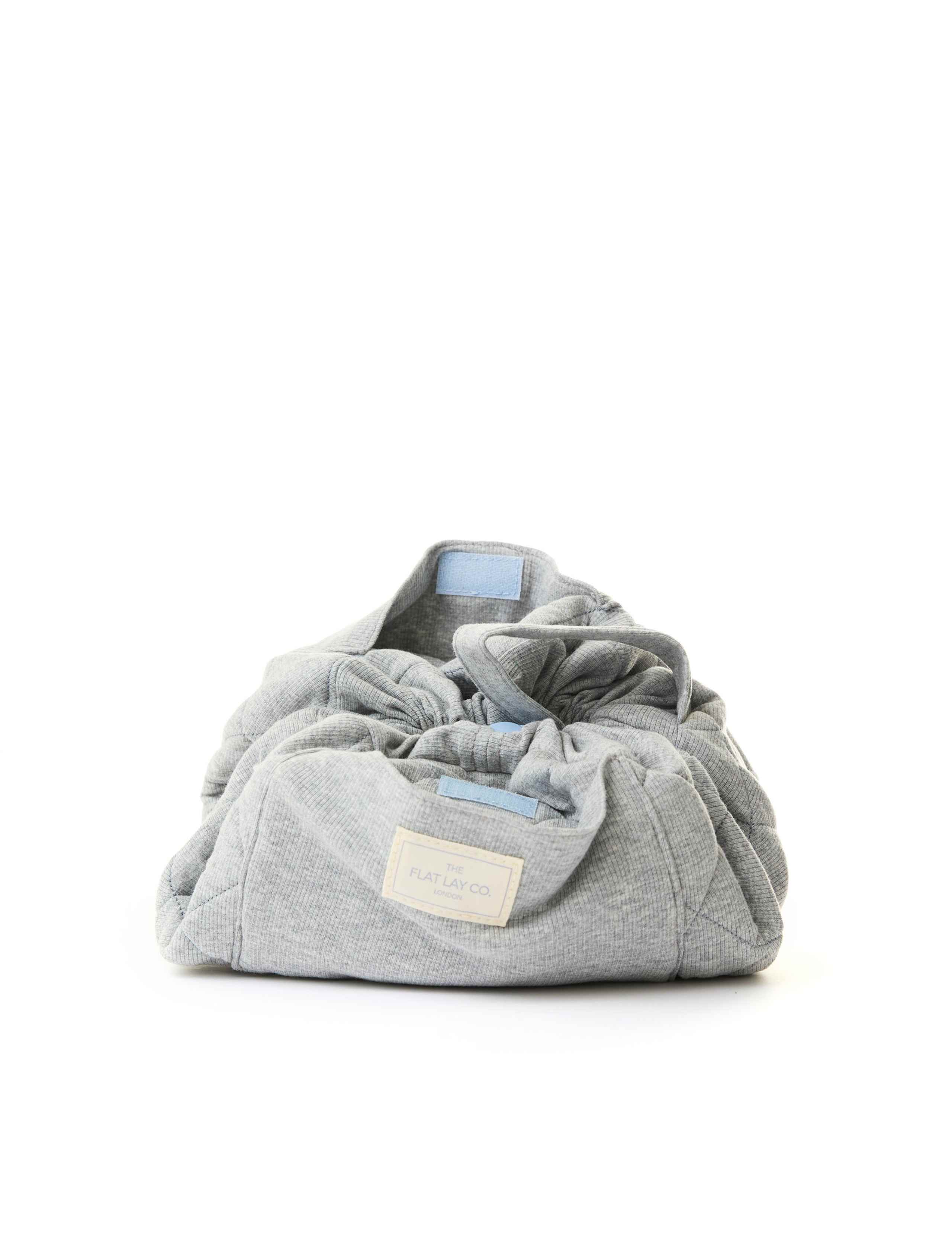 Drawstring Flat Lay Makeup Bag - Cozy Cotton Grey 3 of 9