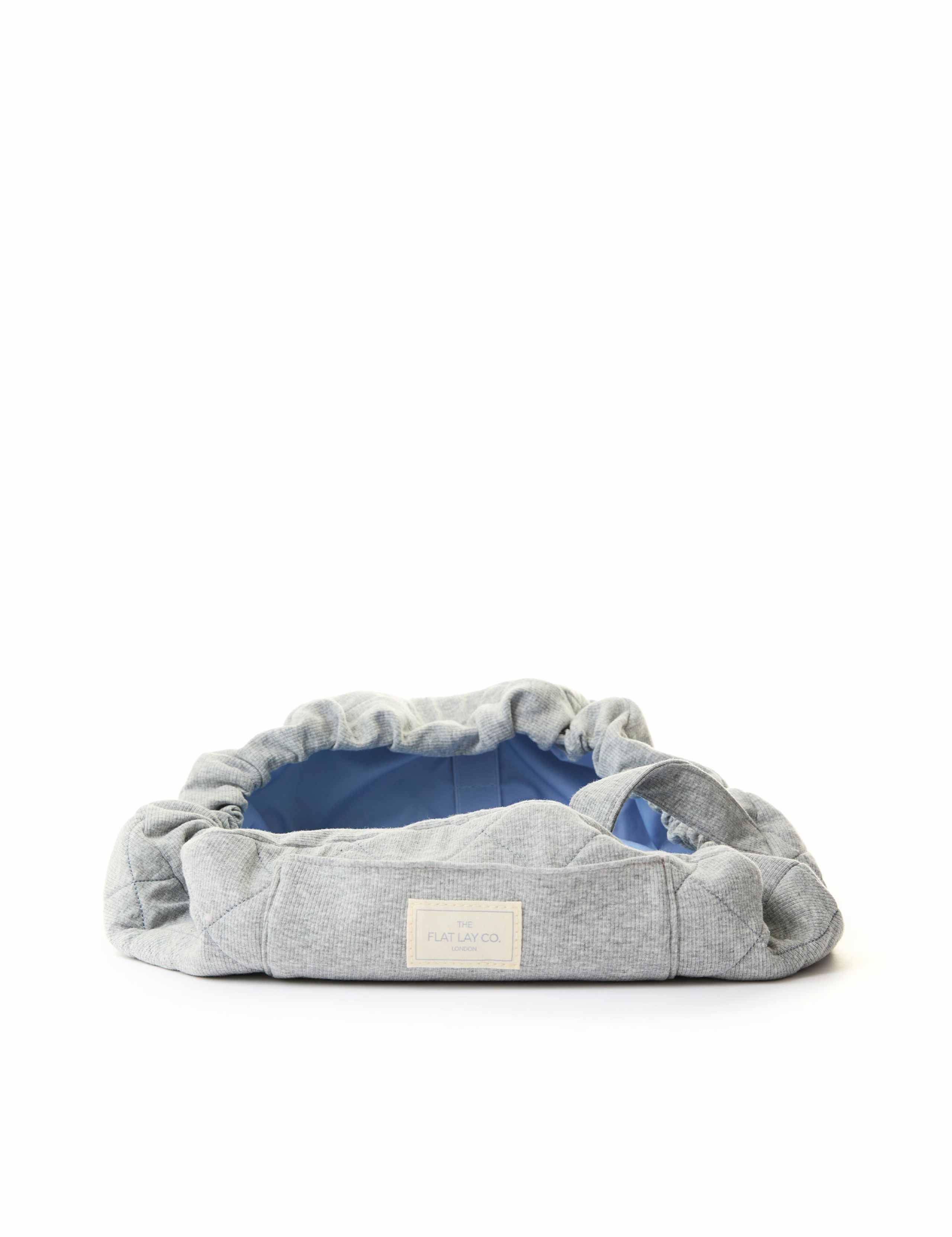 Drawstring Flat Lay Makeup Bag - Cozy Cotton Grey 4 of 9