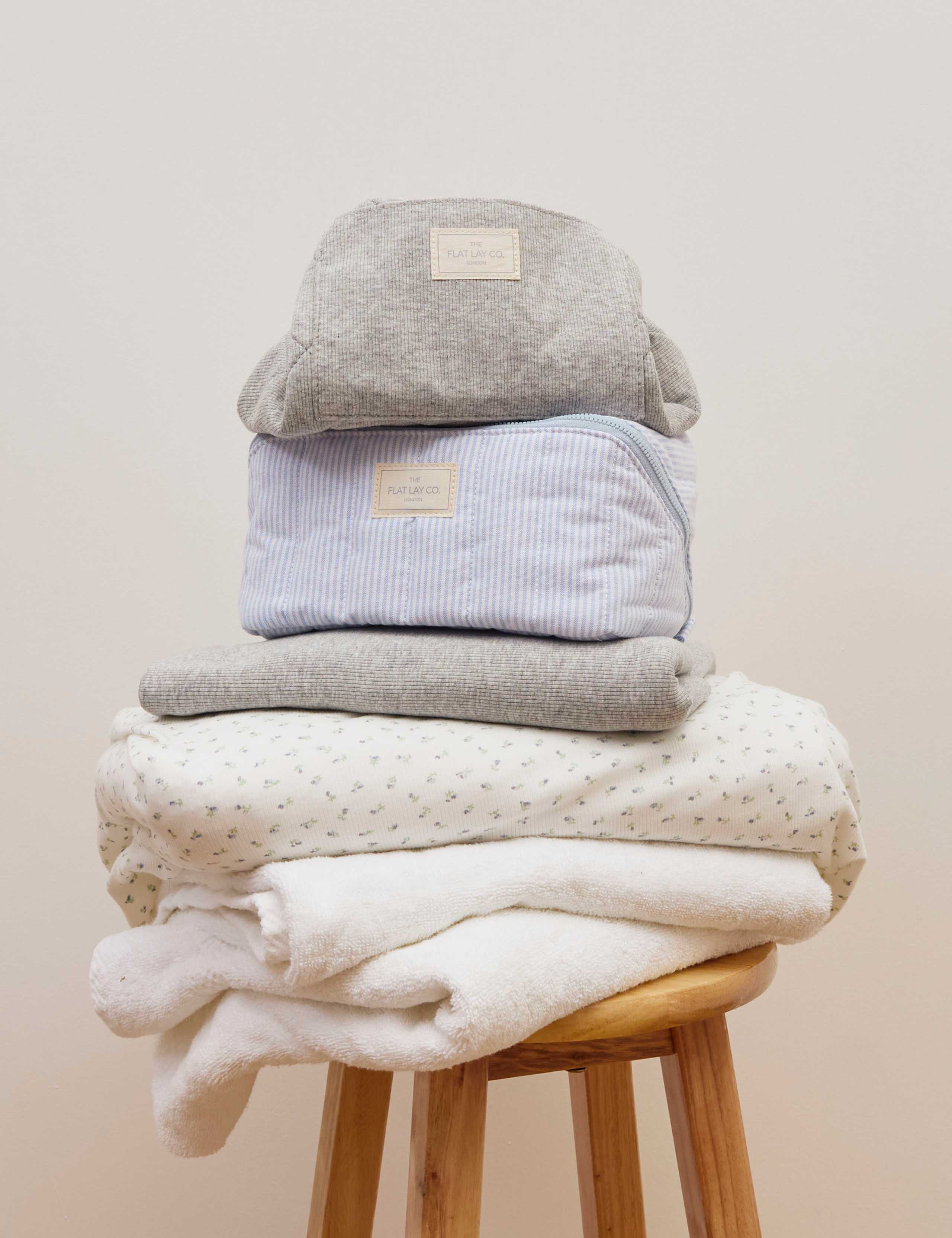 Drawstring Flat Lay Makeup Bag - Cozy Cotton Grey 9 of 9