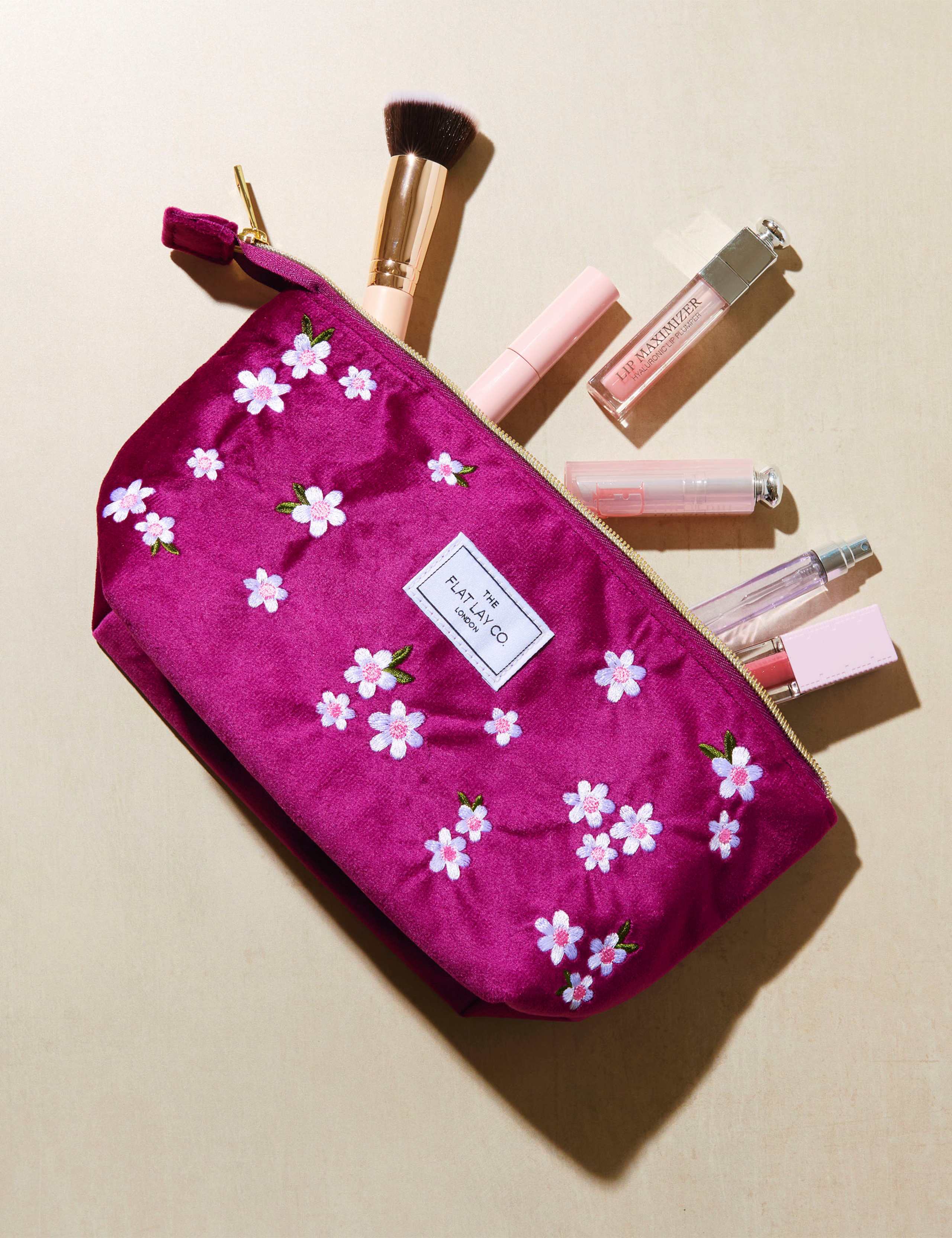 Essential Pouch in Embroidered Daisy Plum Velvet 6 of 7