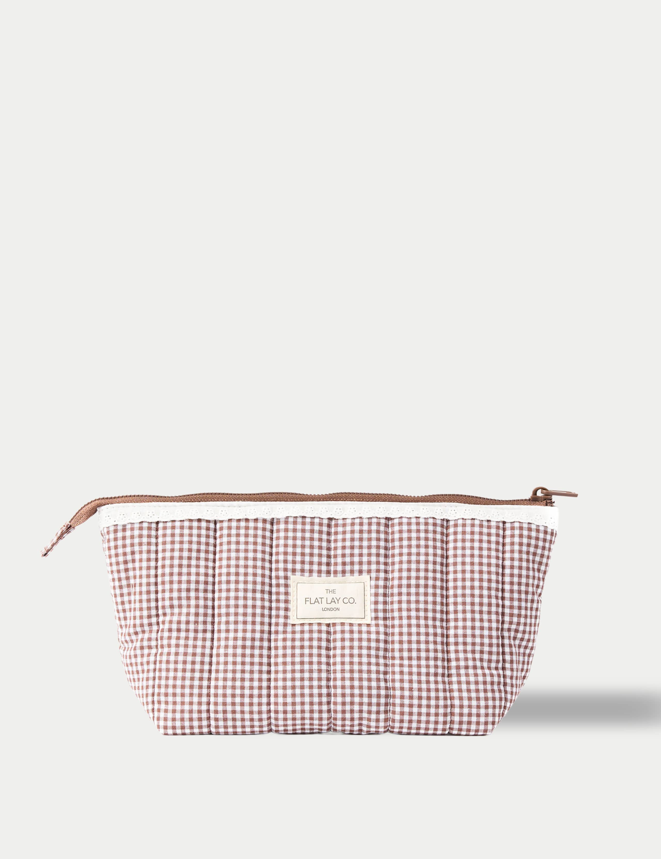Essential Pouch - Mocha Gingham with Frill 1 of 5
