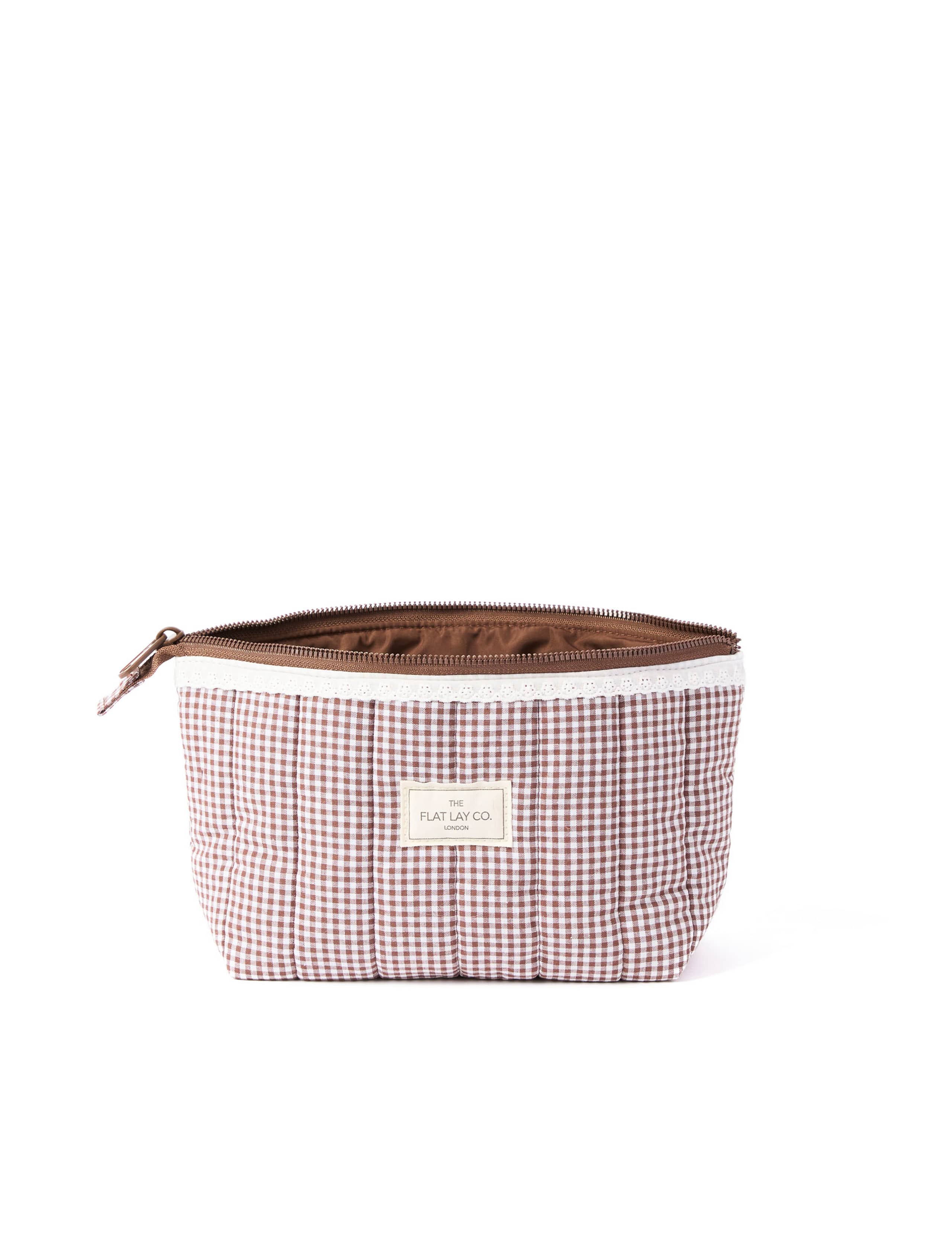 Essential Pouch - Mocha Gingham with Frill 2 of 5