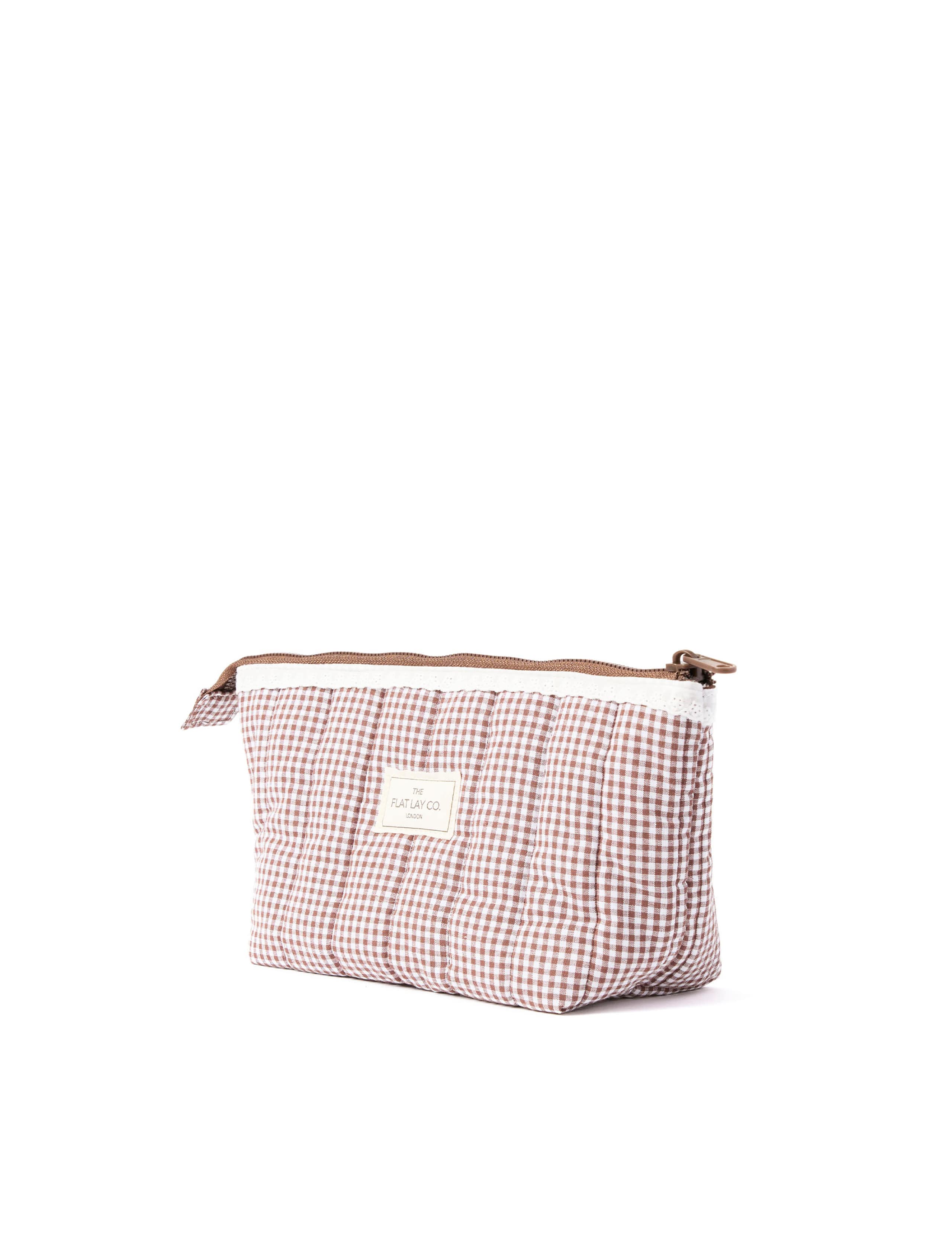 Essential Pouch - Mocha Gingham with Frill 3 of 5