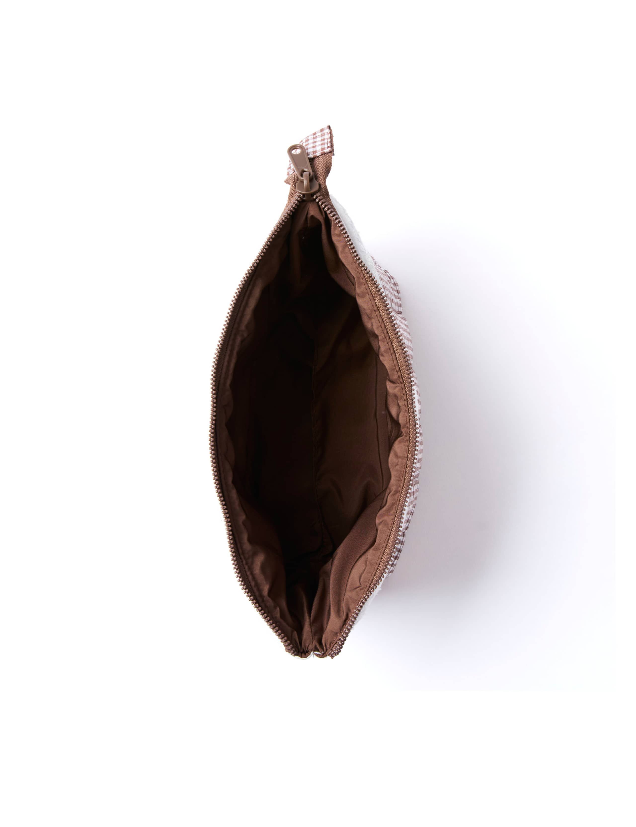 Essential Pouch - Mocha Gingham with Frill 4 of 5