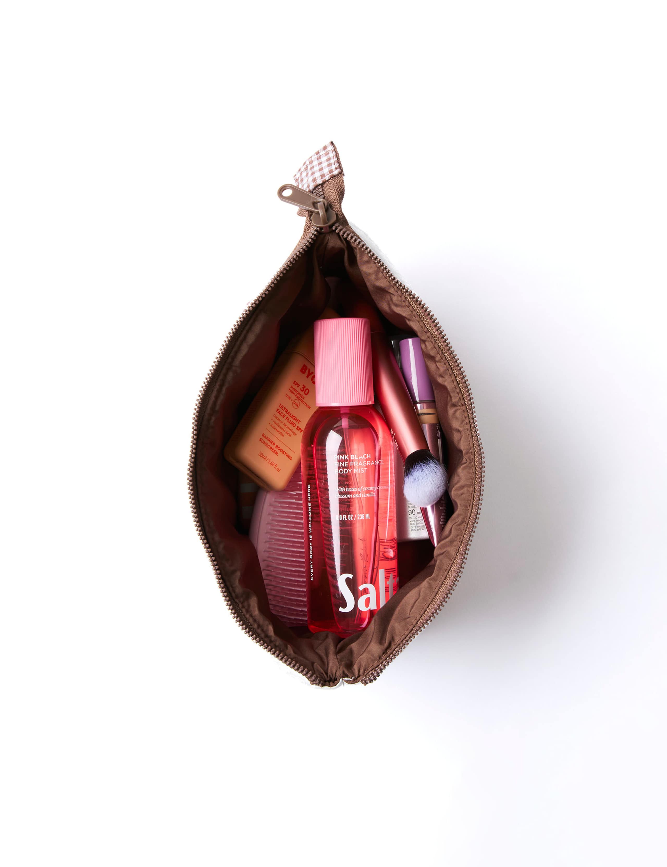 Essential Pouch - Mocha Gingham with Frill 5 of 5