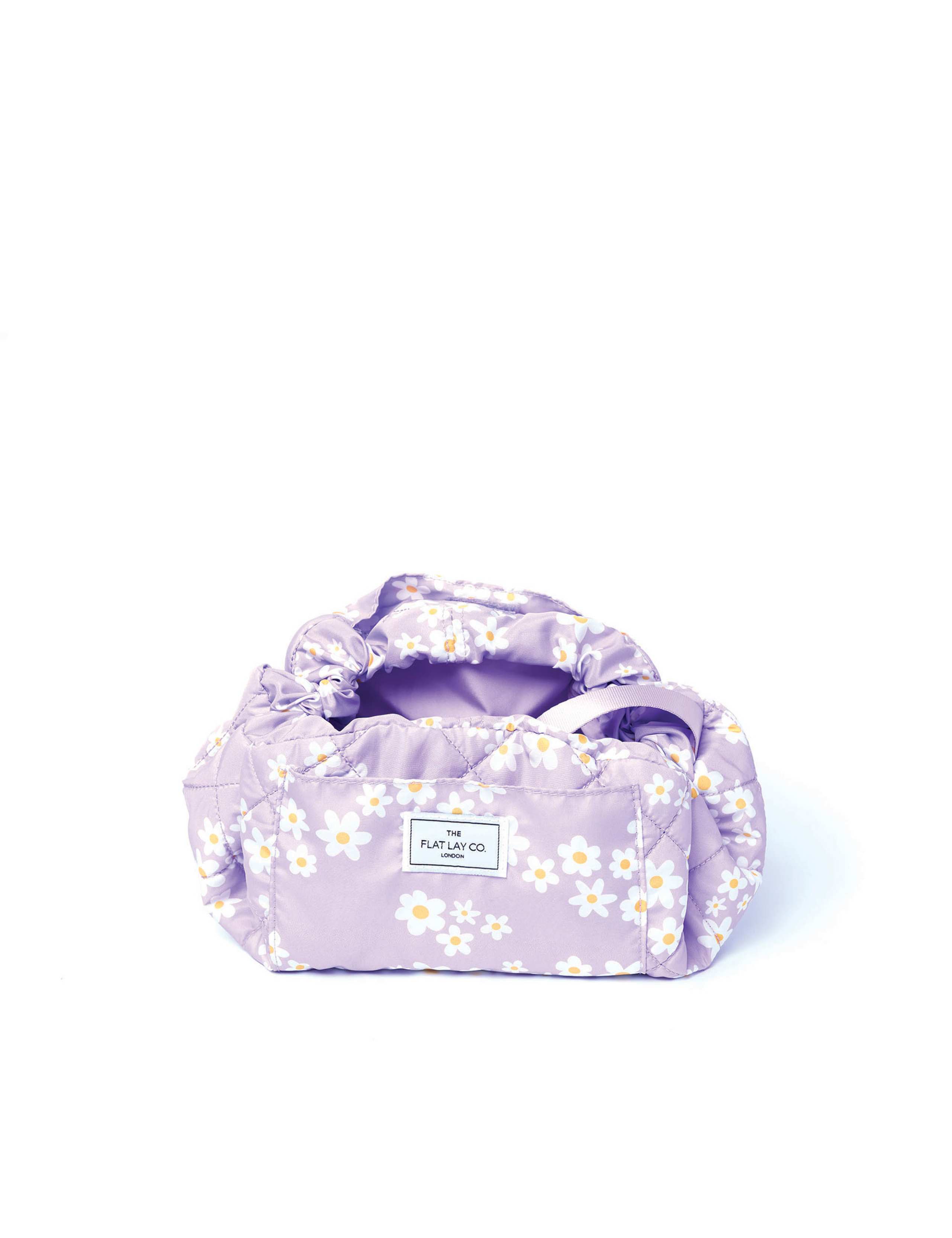 Drawstring Flat Lay Makeup Bag In Lilac Daisy 3 of 3