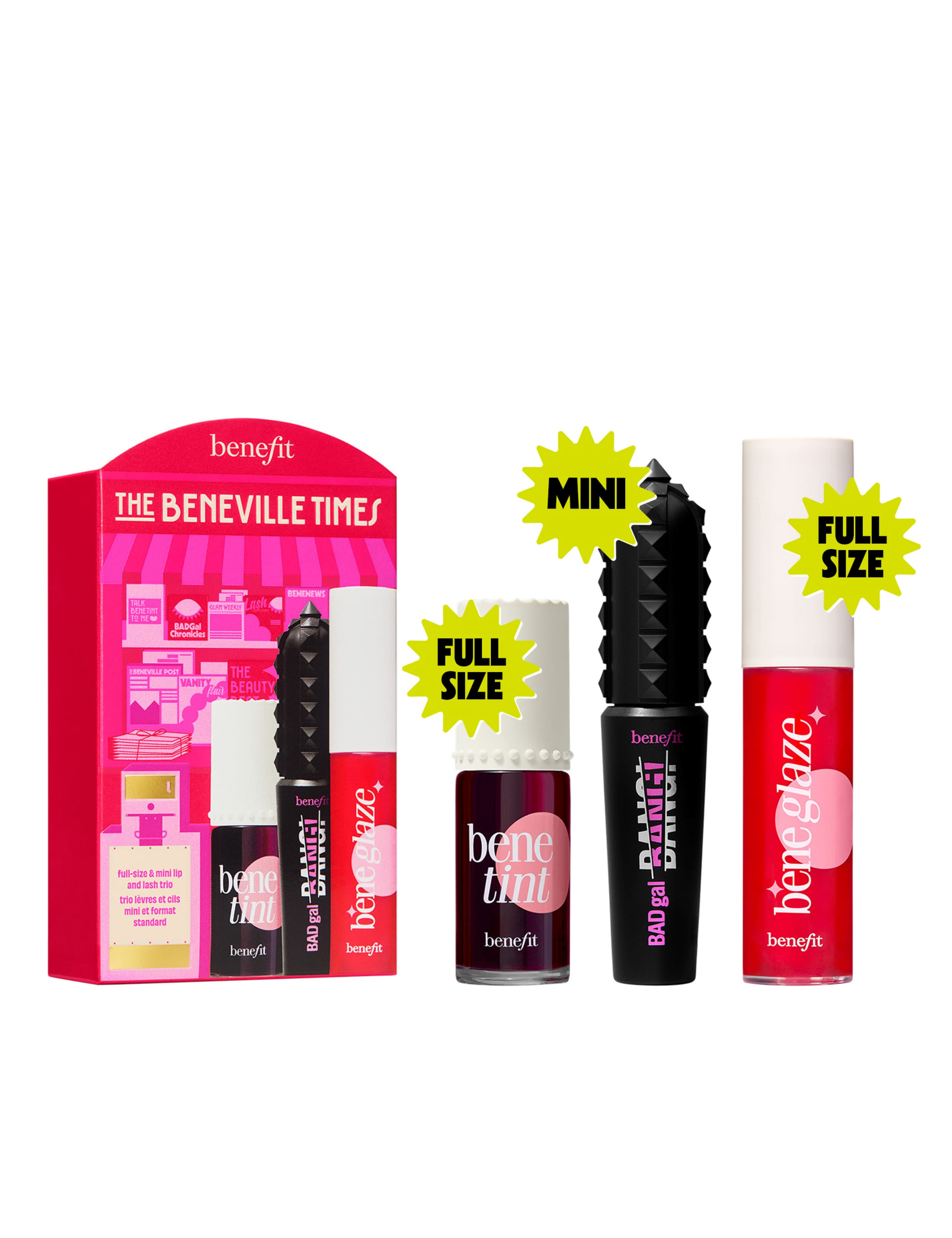 The Beneville Times, Benetint Lip Tint, Limited Edition Beneglaze Lip Gloss & Mascara Trio Gift Set 9 of 10