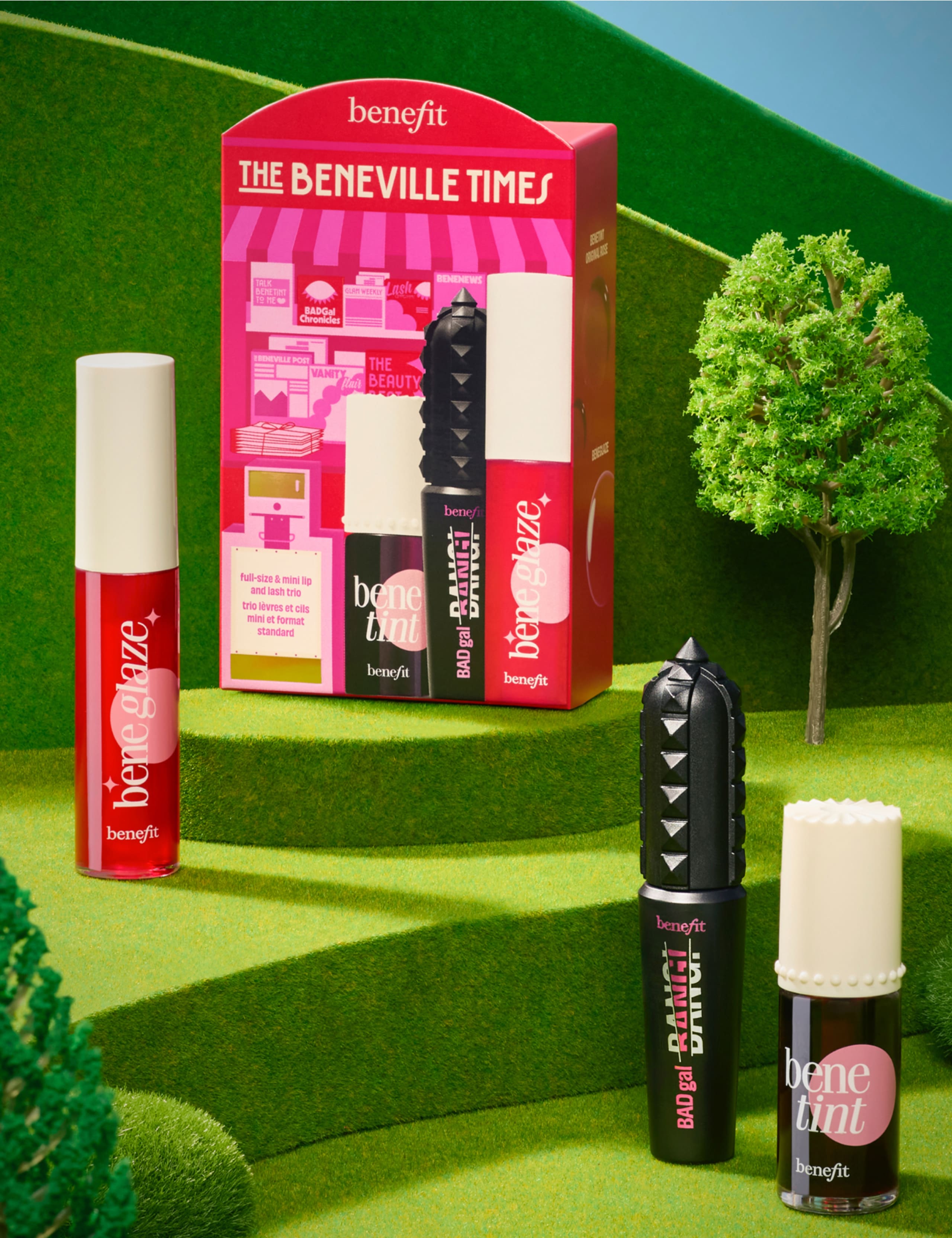 The Beneville Times, Benetint Lip Tint, Limited Edition Beneglaze Lip Gloss & Mascara Trio Gift Set 10 of 10