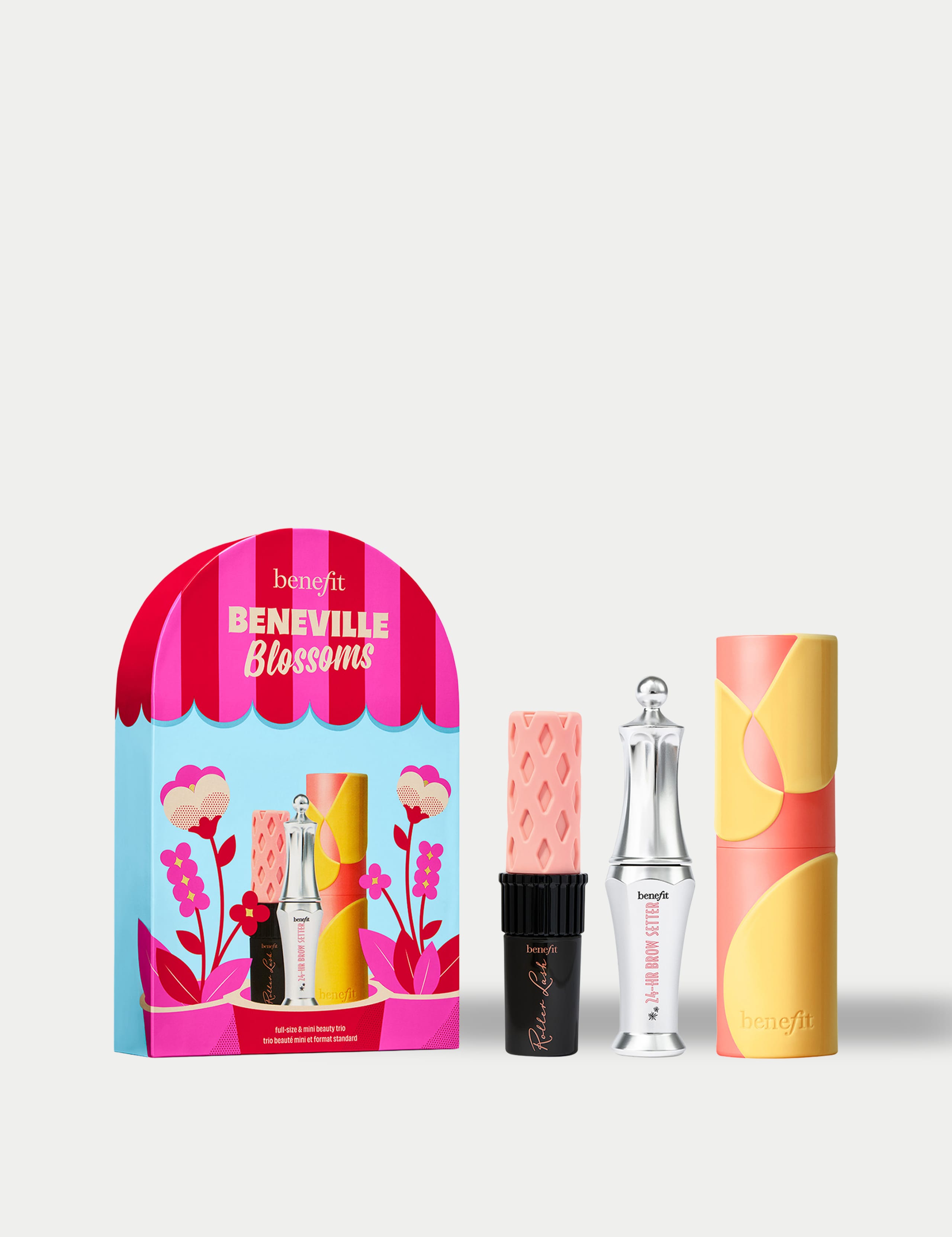 Beneville Blossoms, Gel Stick Blush, Mascara & Eyebrow Gel Trio Gift Set. 1 of 10