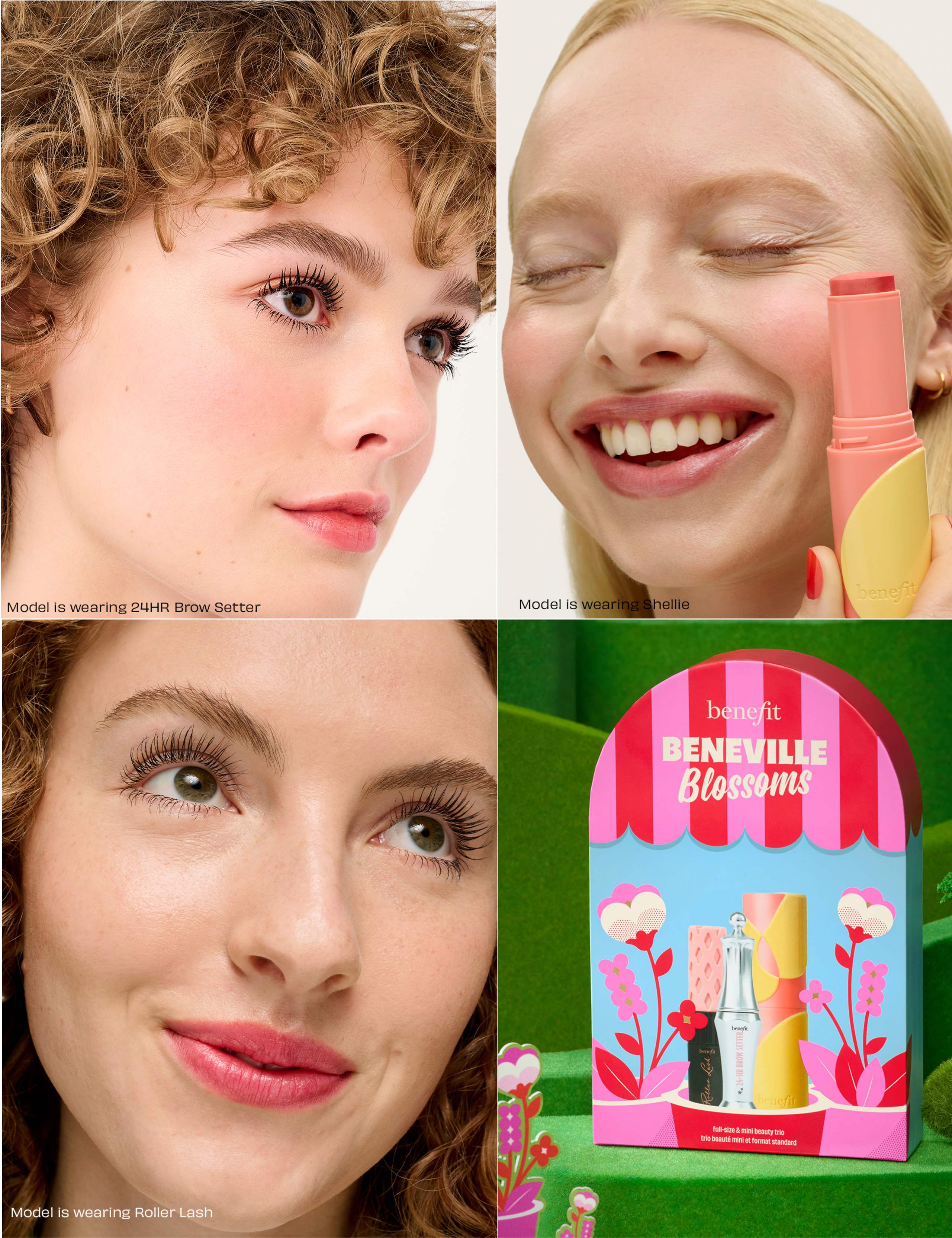 Beneville Blossoms, Gel Stick Blush, Mascara & Eyebrow Gel Trio Gift Set. 2 of 10