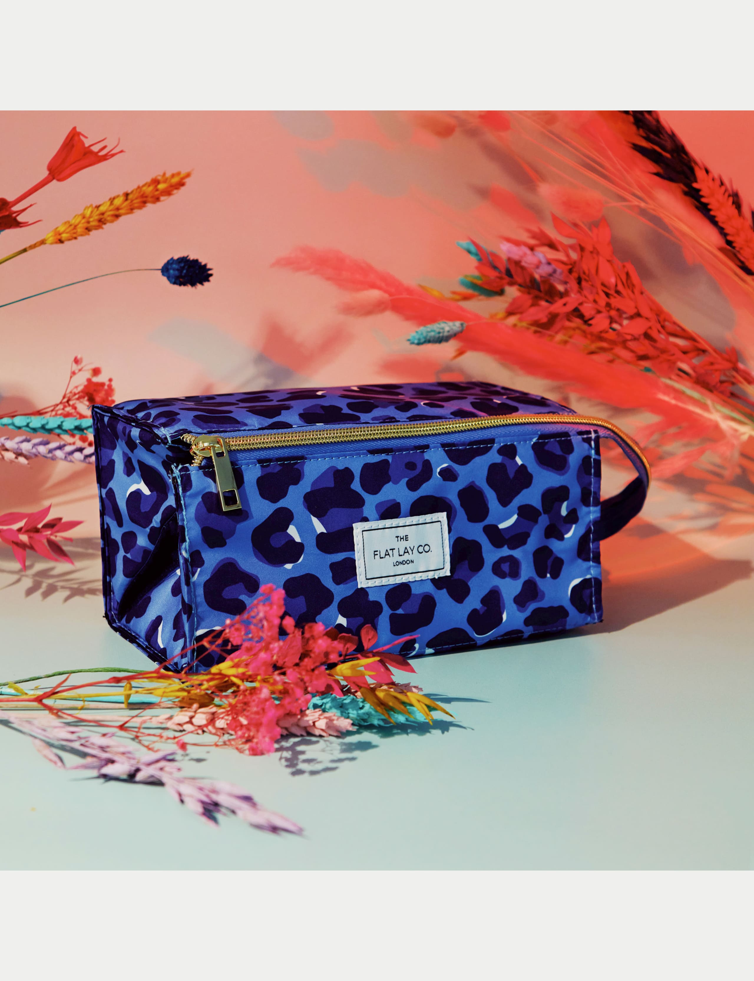 Open Flat Box Makeup Bag in Blue Leopard 4 of 6