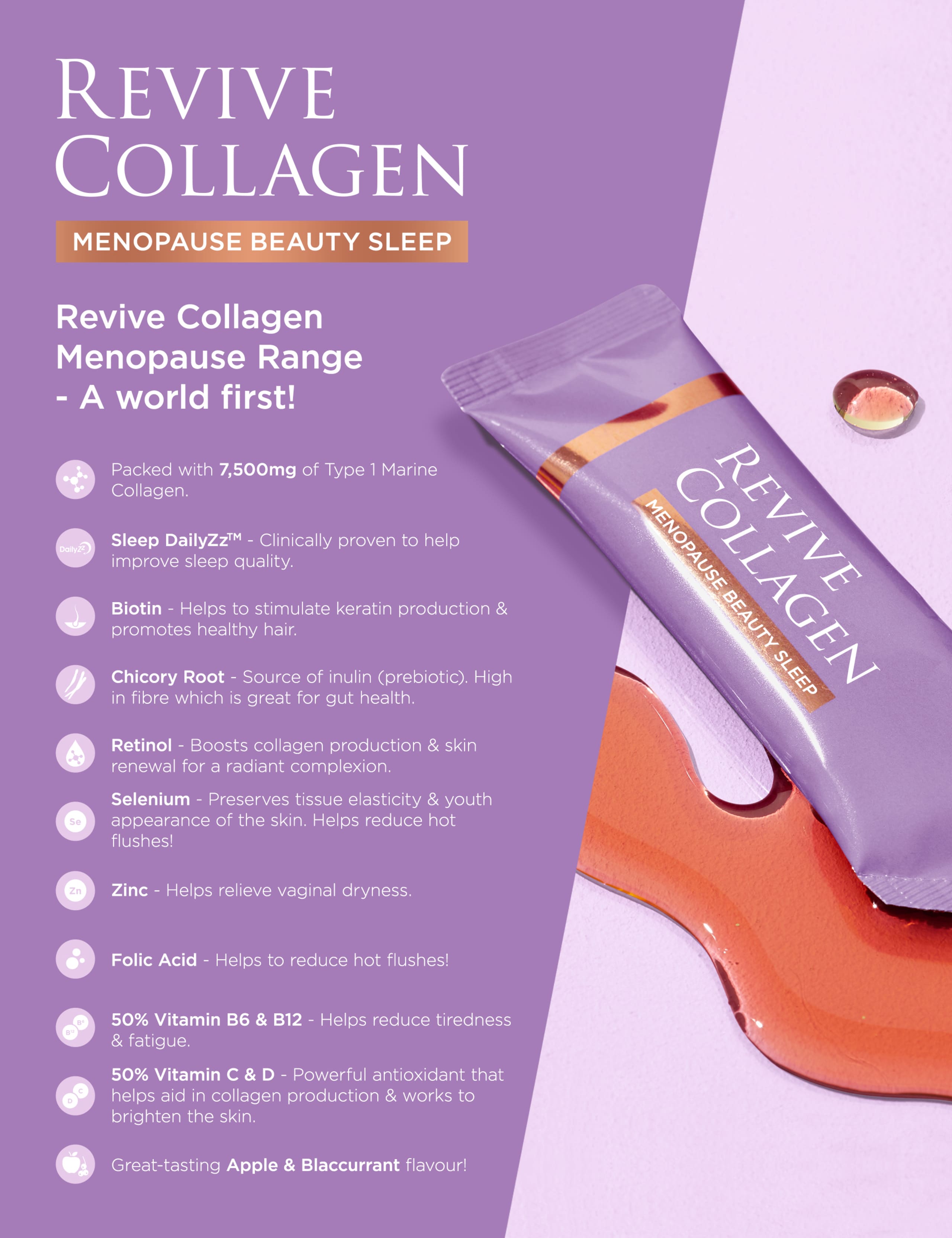 Menopause Beauty Sleep, 7,500mg Marine Collagen 14 Day Sachets 4 of 8