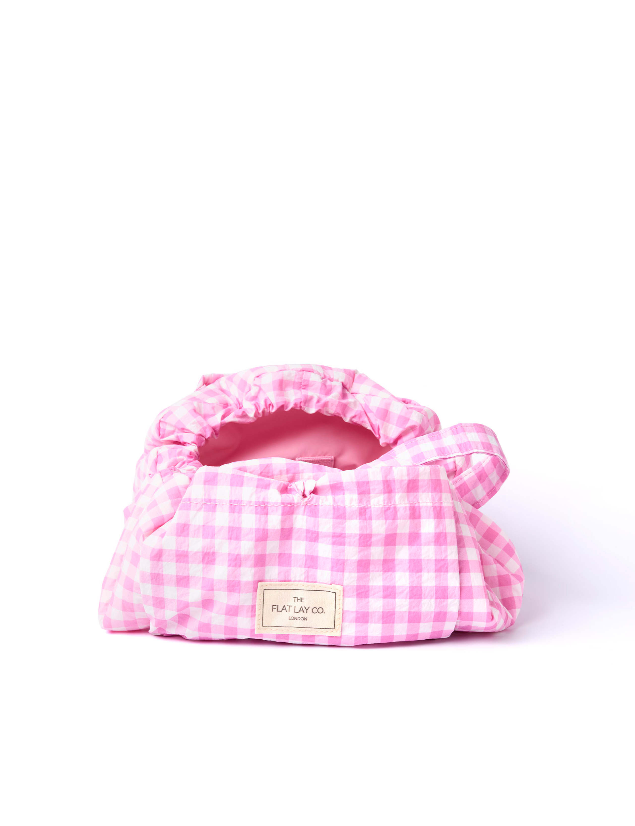 Drawstring Flat Lay Makeup Bag - Pink Gingham 6 of 7