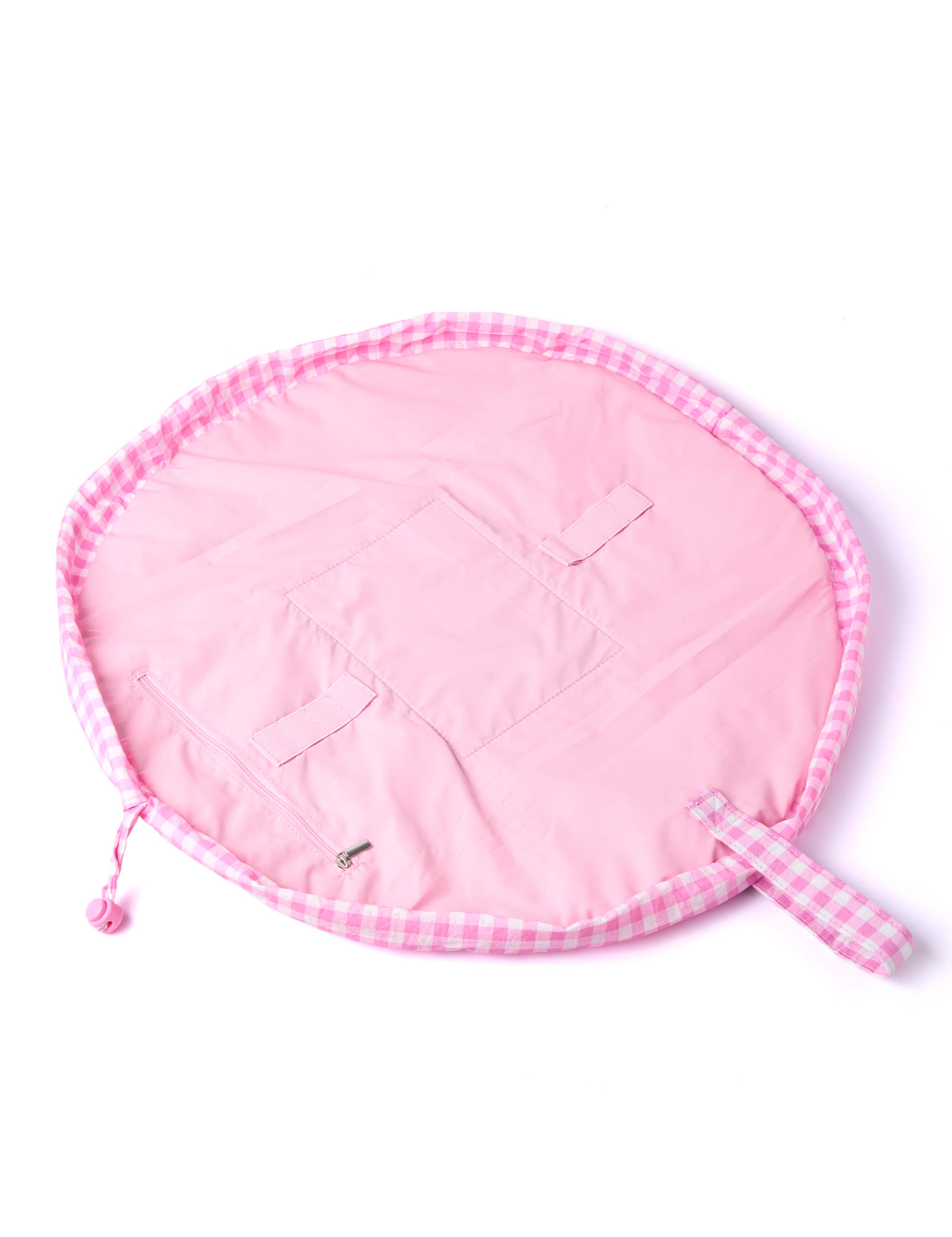 Drawstring Flat Lay Makeup Bag - Pink Gingham 7 of 7