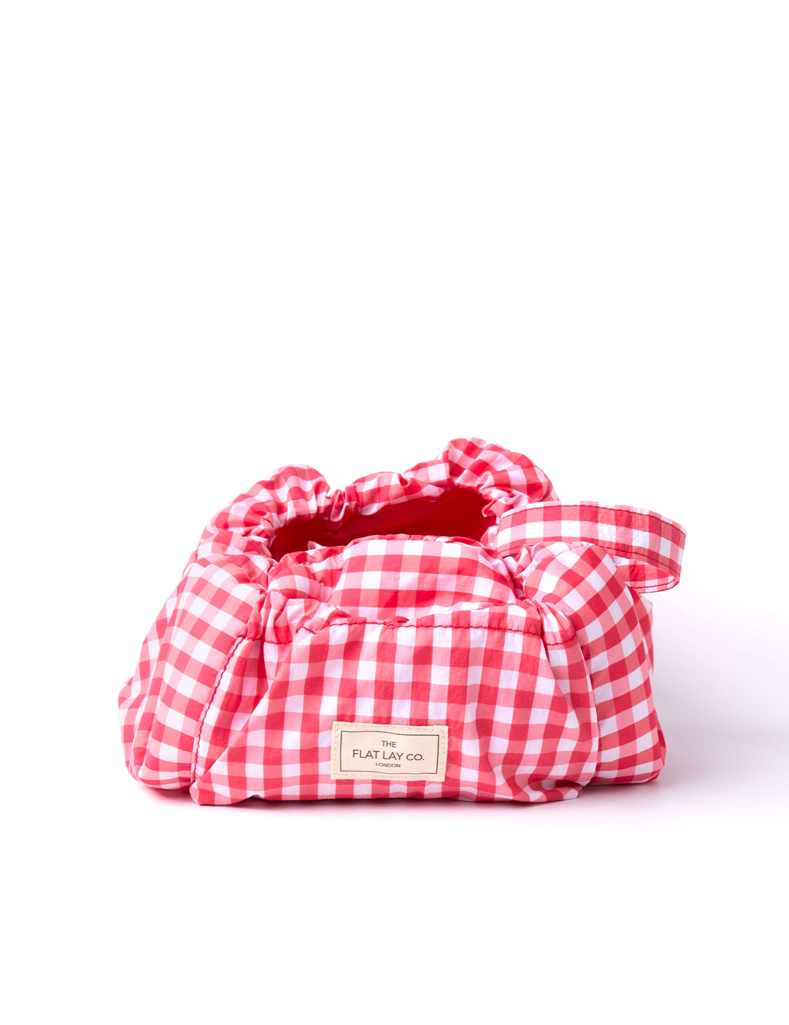 Drawstring Flat Lay Makeup Bag - Red Gingham 5 of 7