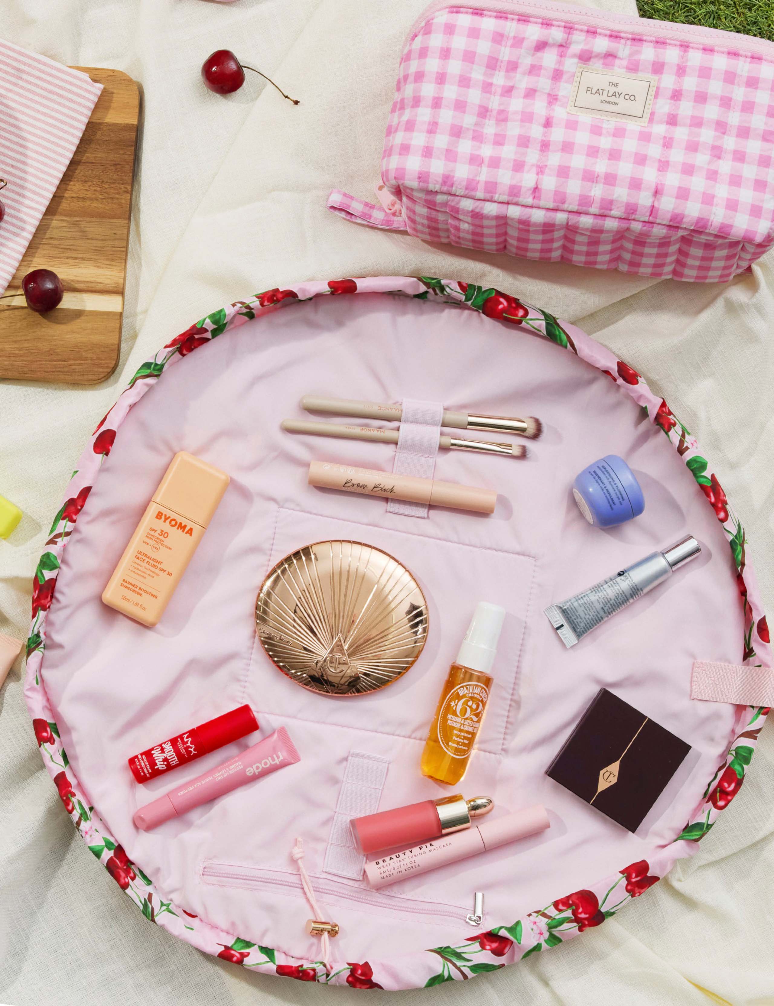 Drawstring Flat Lay Makeup Bag - Cherries 7 of 9