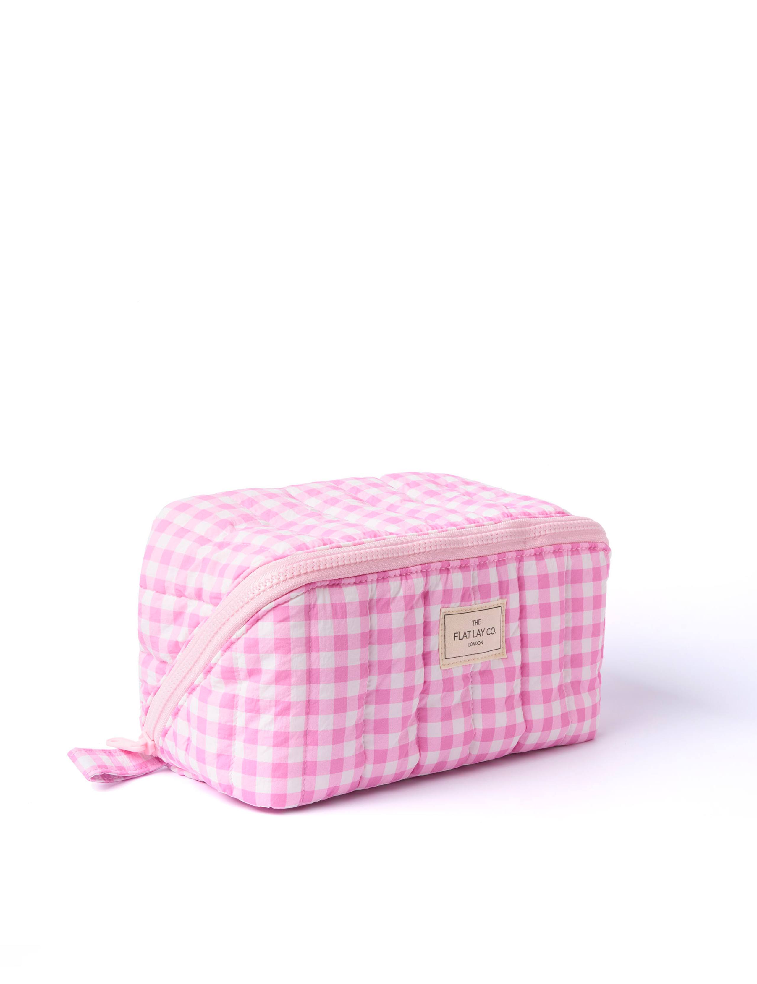 Flat Lay Makeup Box Bag - Pink Gingham Marshmallow 6 of 7
