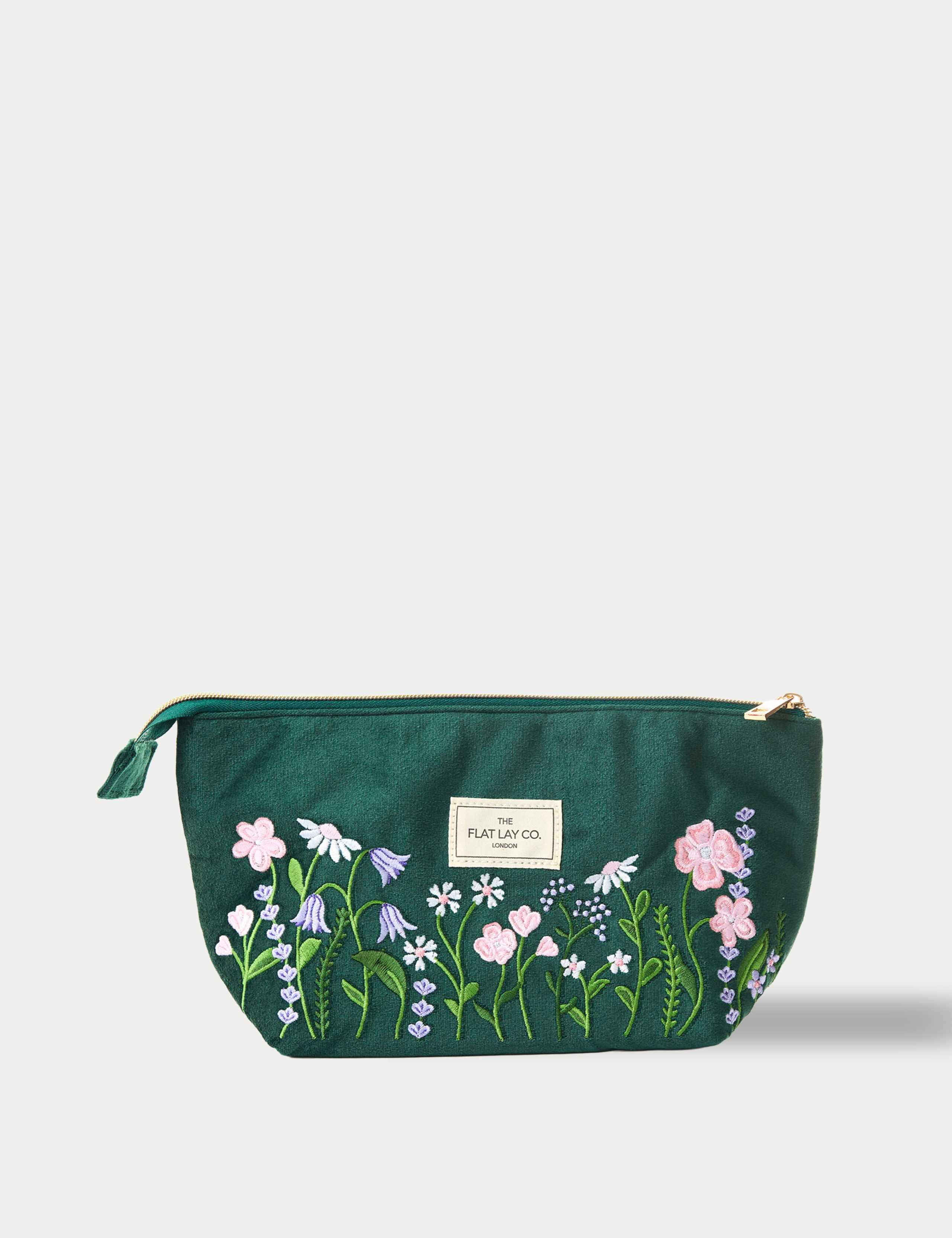 Essential Makeup Pouch - Wildflowers Embroidered Velvet 1 of 8