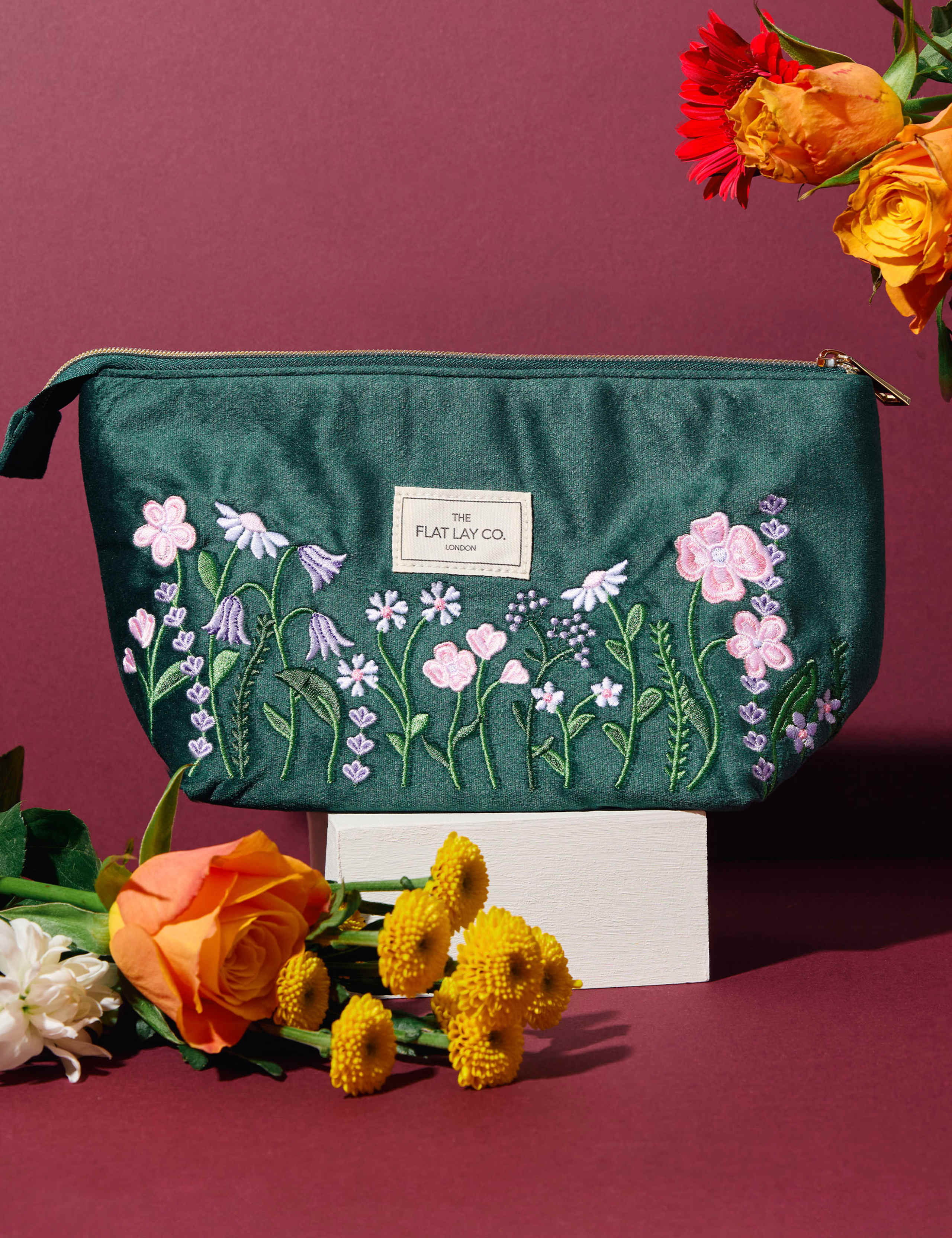 Essential Makeup Pouch - Wildflowers Embroidered Velvet 5 of 8