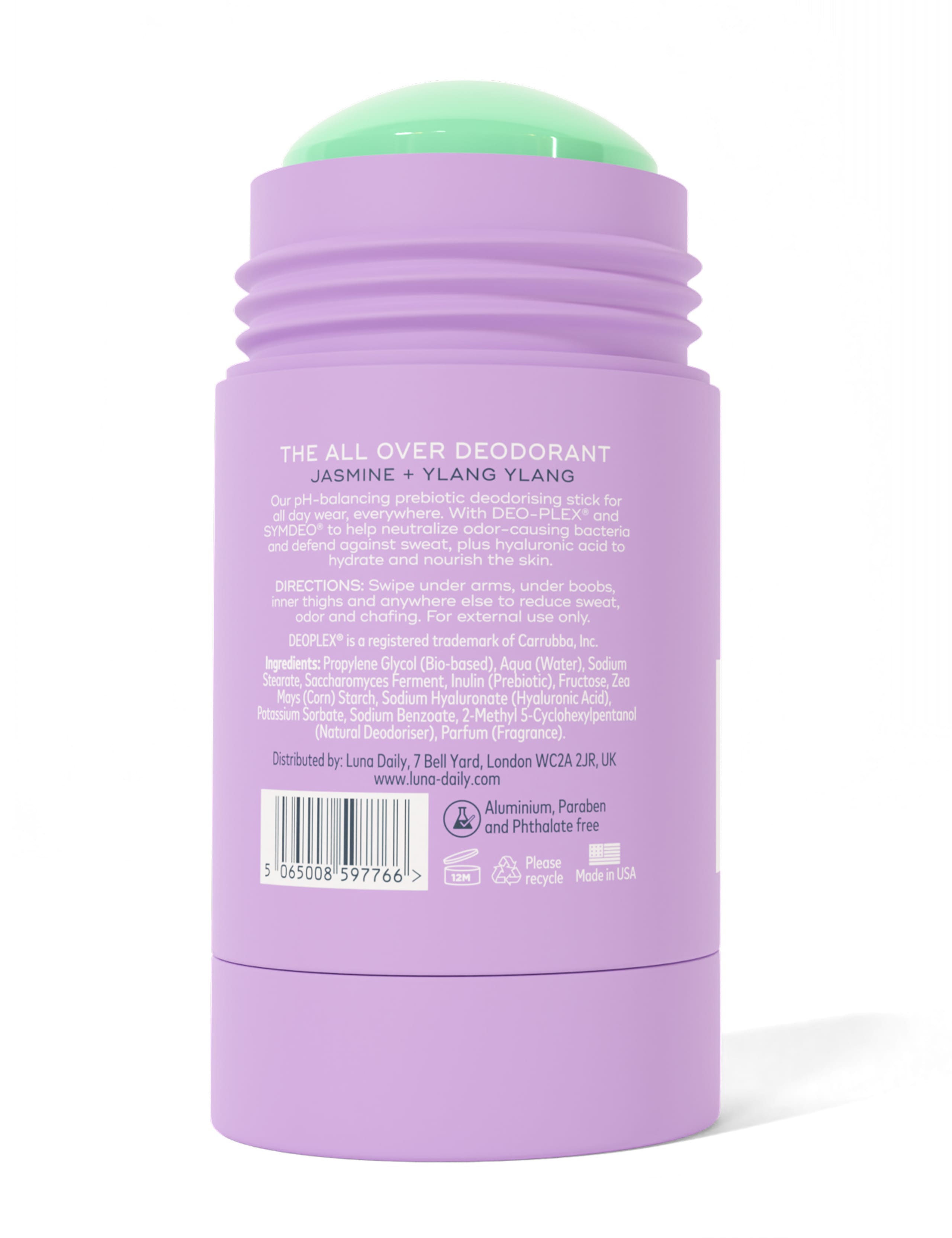 The All Over Deodorant™- Extra-strength, Natural, Non-Staining Deodorant Stick - Jasmine & Ylang Ylang 70g 5 of 5