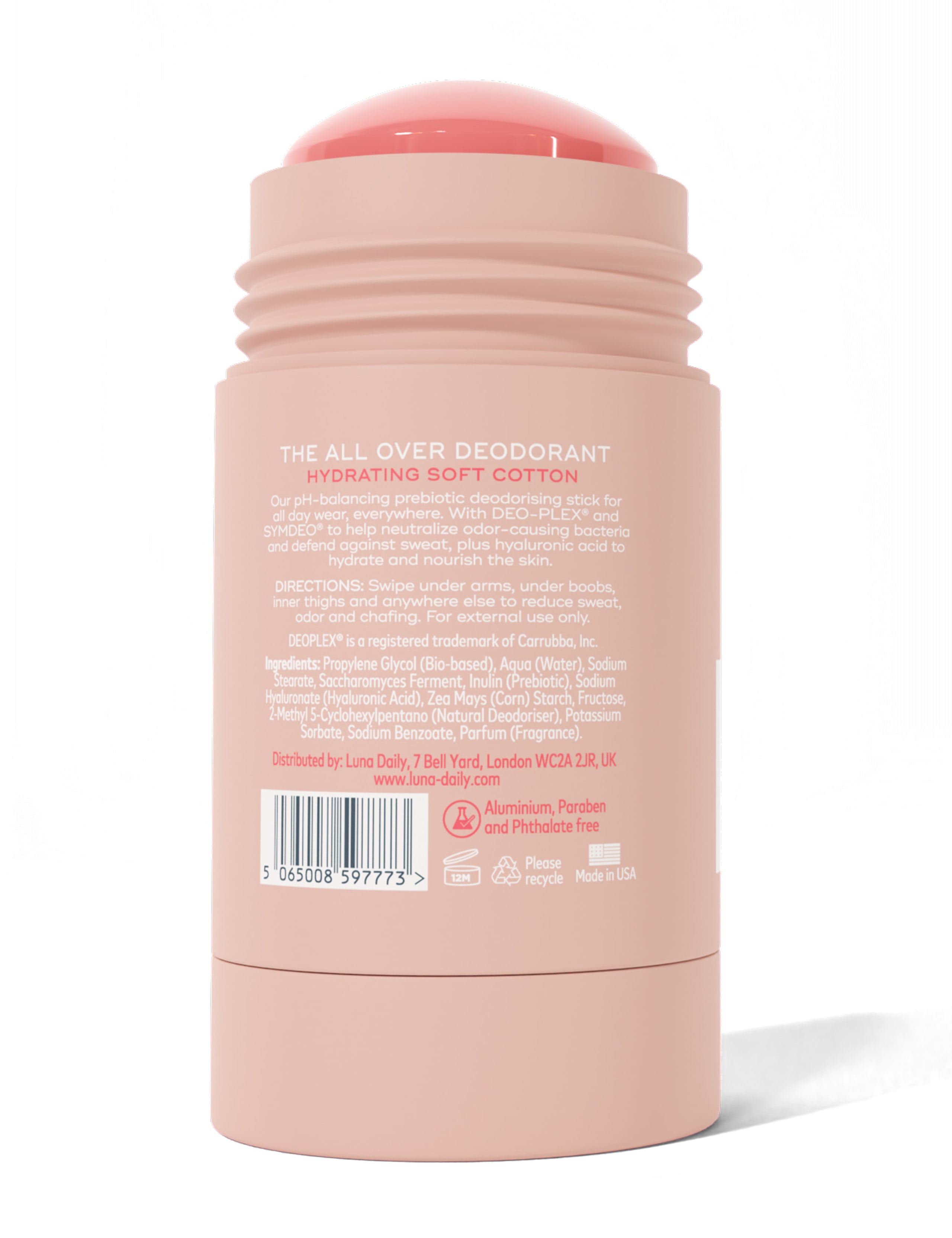 The All Over Deodorant™- Extra-strength, Natural, Non-Staining Deodorant Stick - Soft Cotton 70g 6 of 7