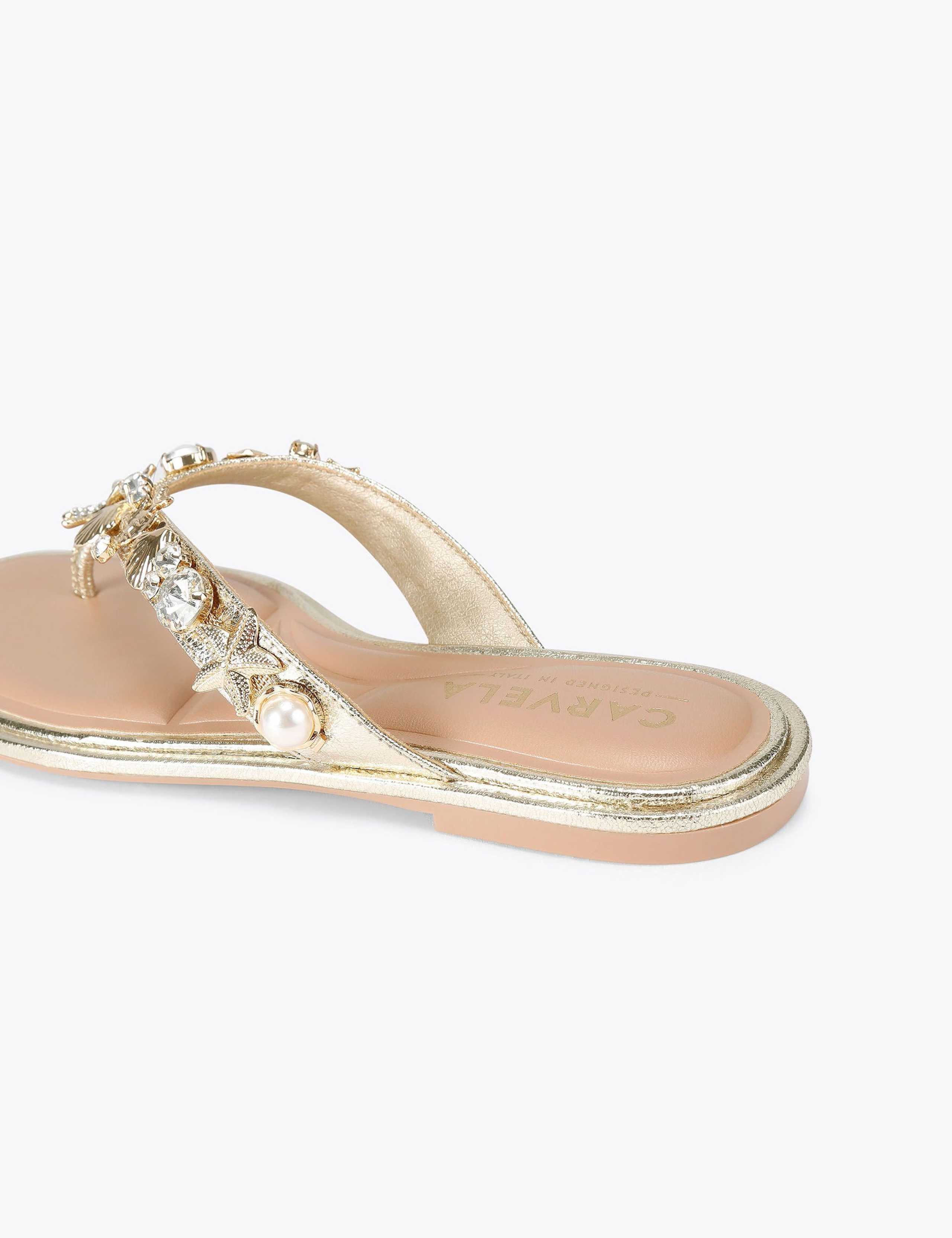 Metallic Embellished Flat Toe Thong Sandals 5 of 5