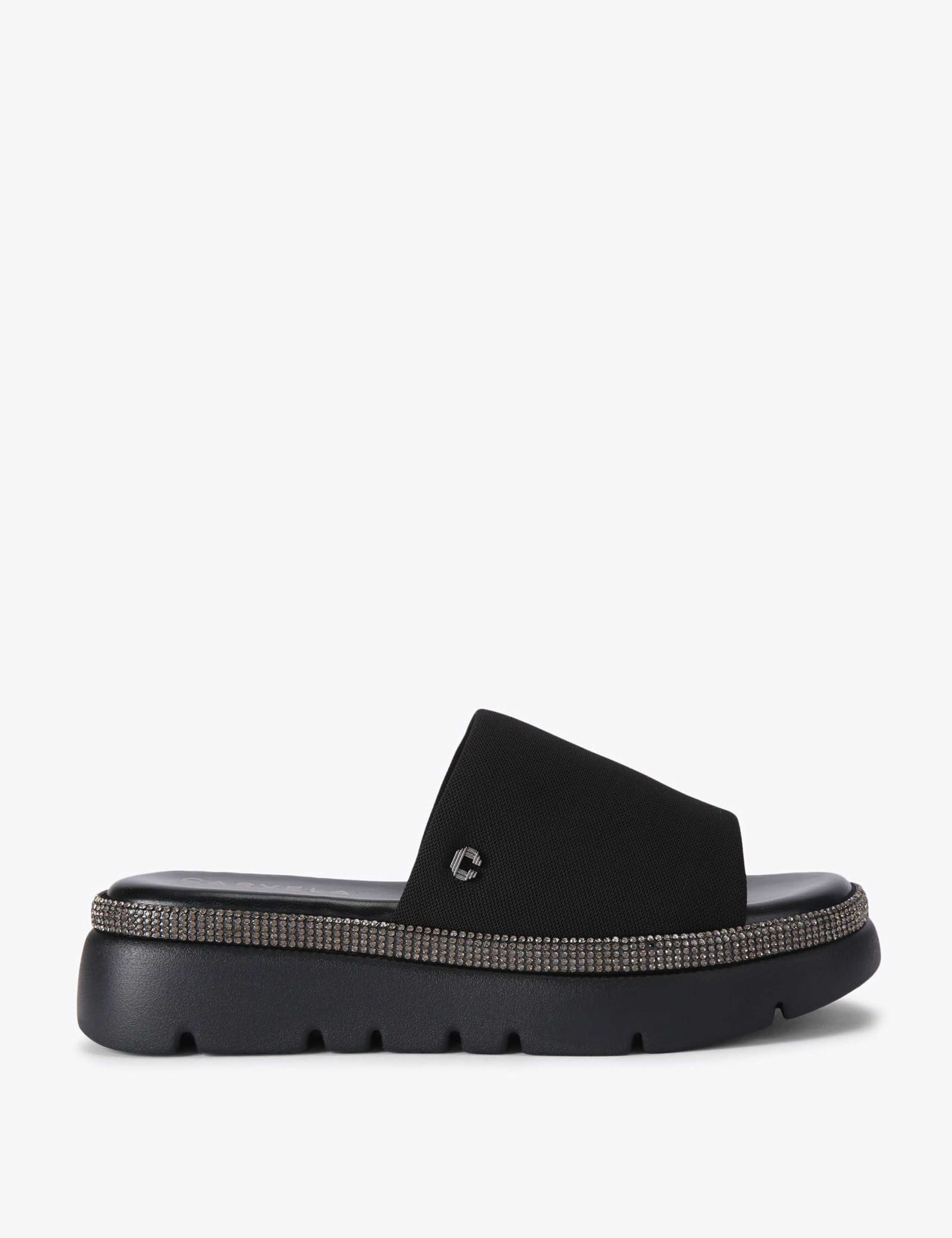 Embellished Sparkle Flatform Sliders 1 of 5