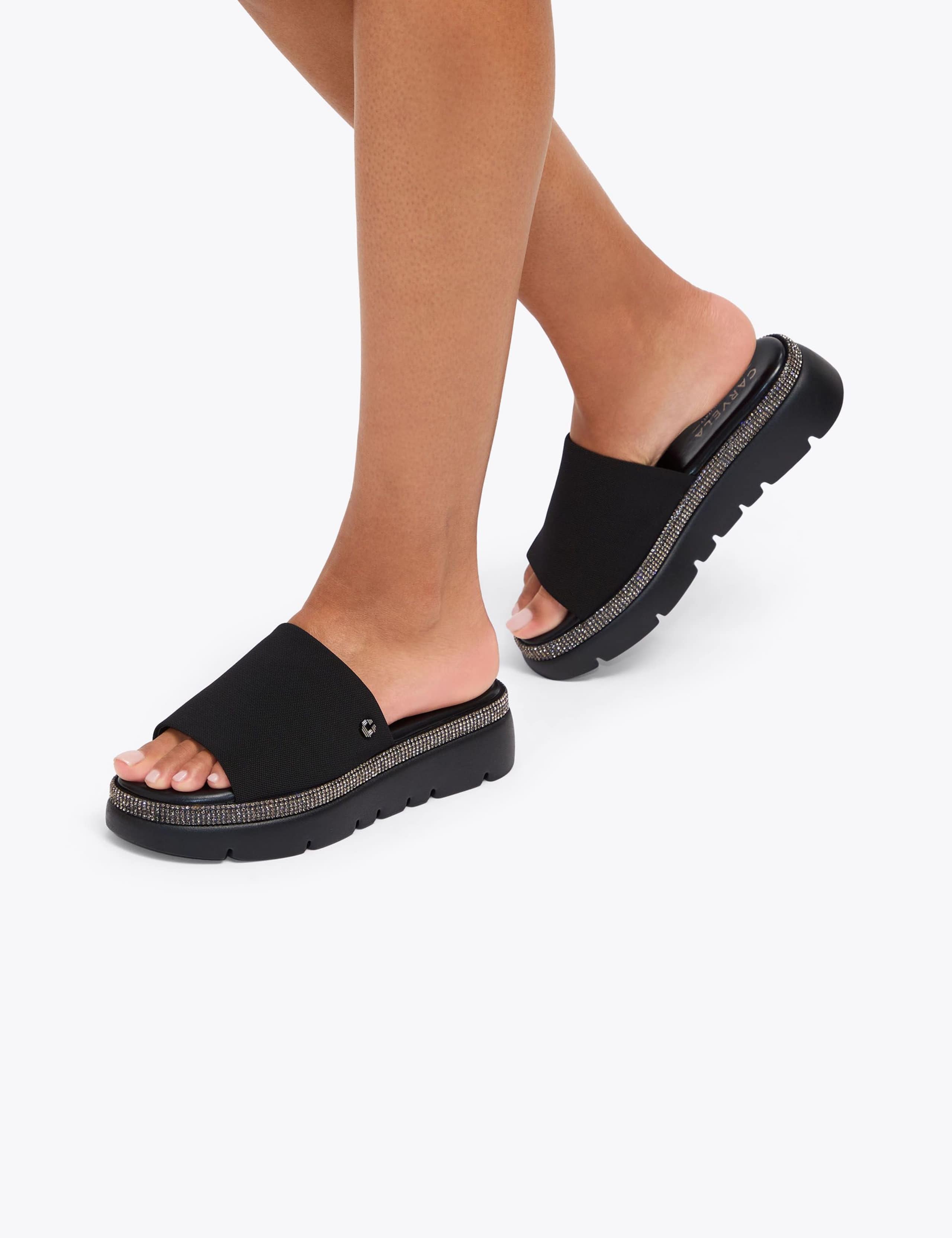 Embellished Sparkle Flatform Sliders 4 of 5